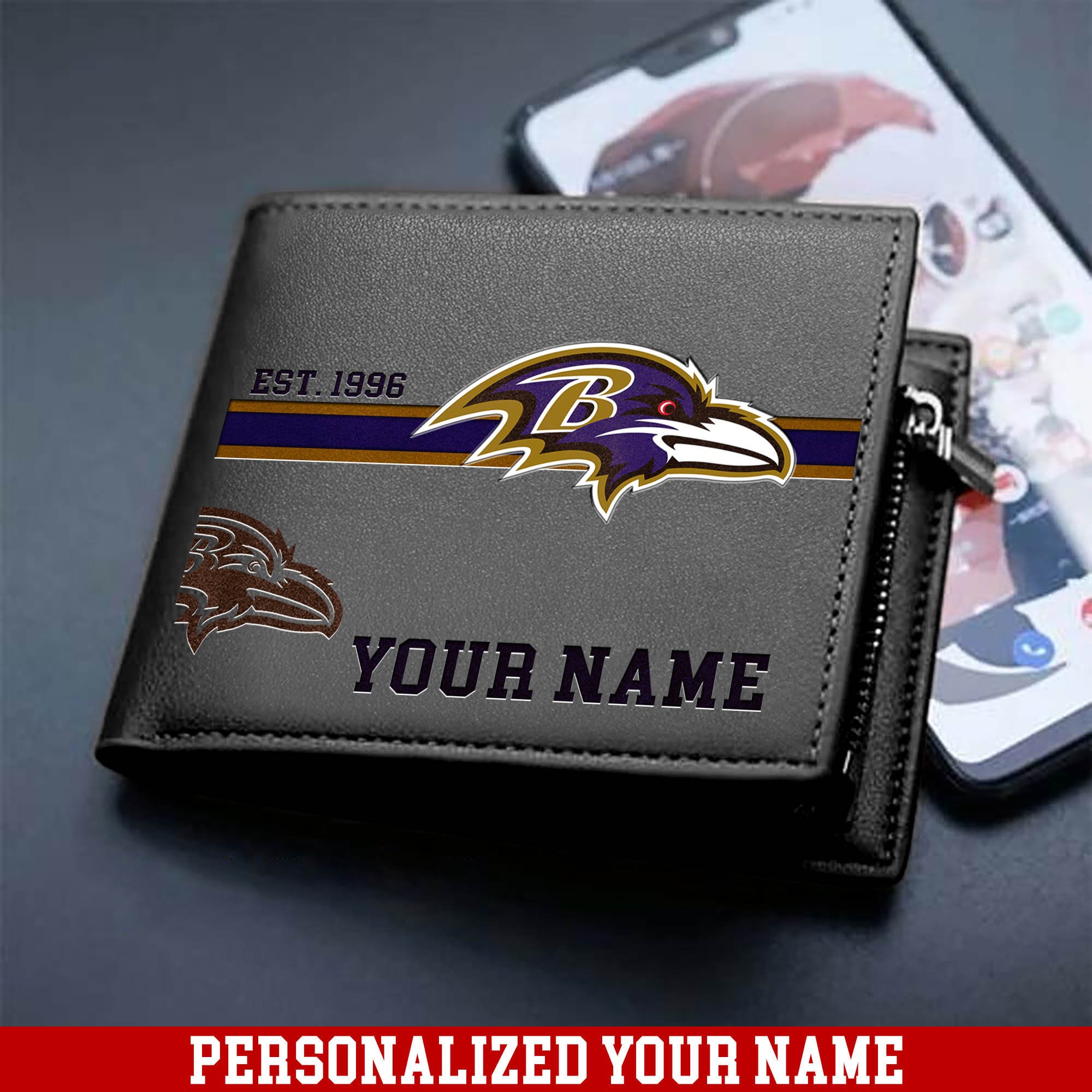 Alternative view of Baltimore Ravens Men Wallet 2024 Version Personalized Your Name, Football Wallet For Him, Football Fan Gifts ETHY-54904