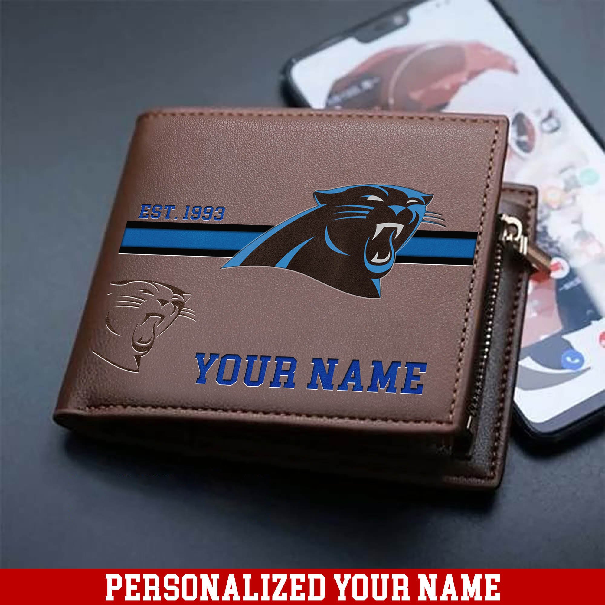 Carolina Panthers Men Wallet 2024 Version Personalized Your Name, Football Wallet For Him, Football Fan Gifts ETHY-54904