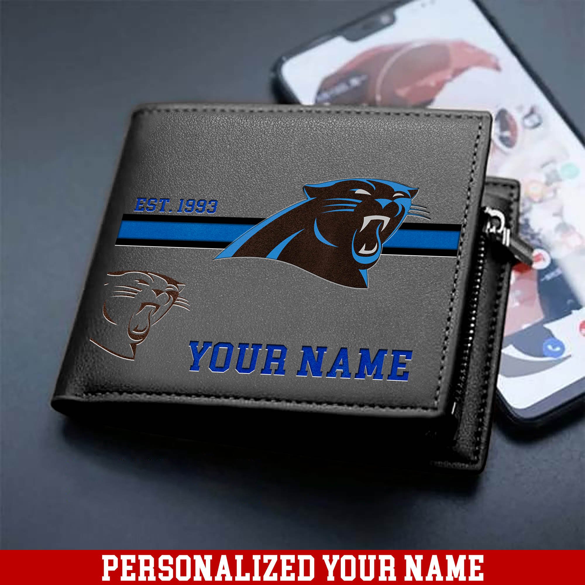 Alternative view of Carolina Panthers Men Wallet 2024 Version Personalized Your Name, Football Wallet For Him, Football Fan Gifts ETHY-54904