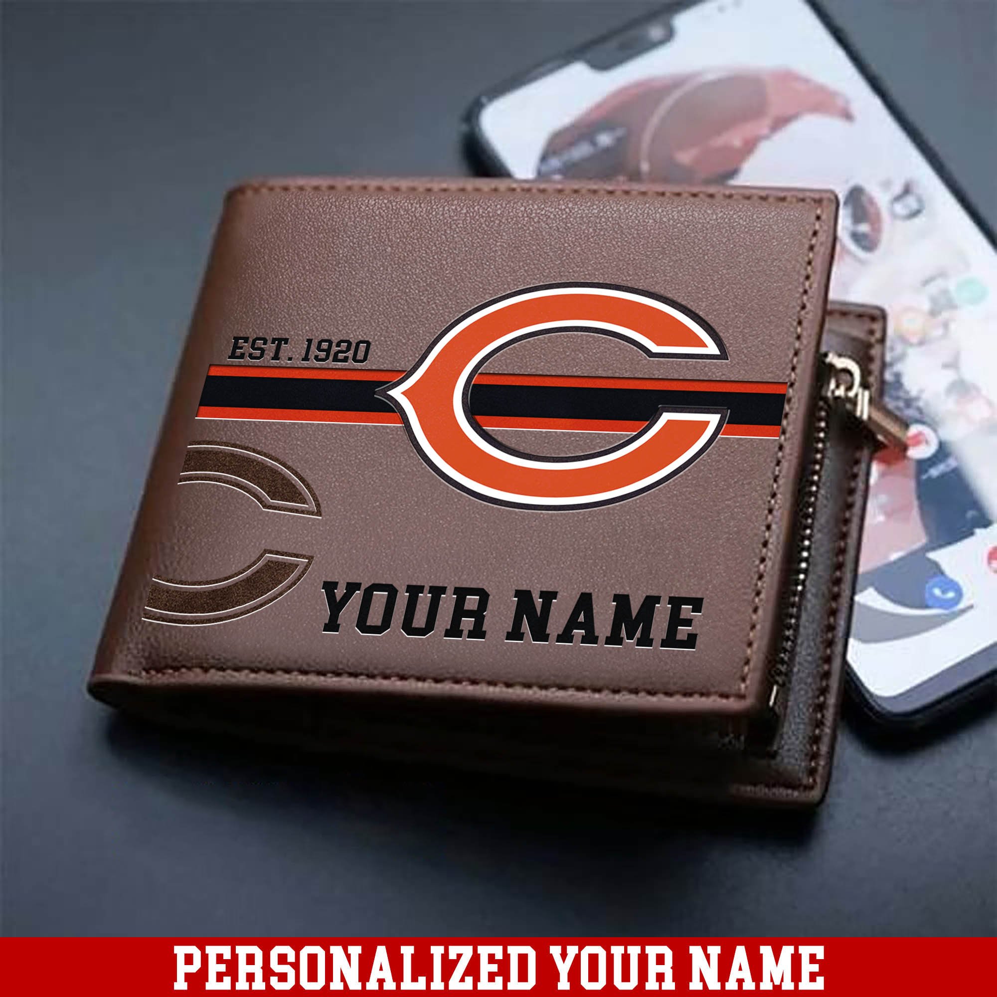Chicago Bears Men Wallet 2024 Version Personalized Your Name, Football Wallet For Him, Football Fan Gifts ETHY-54904
