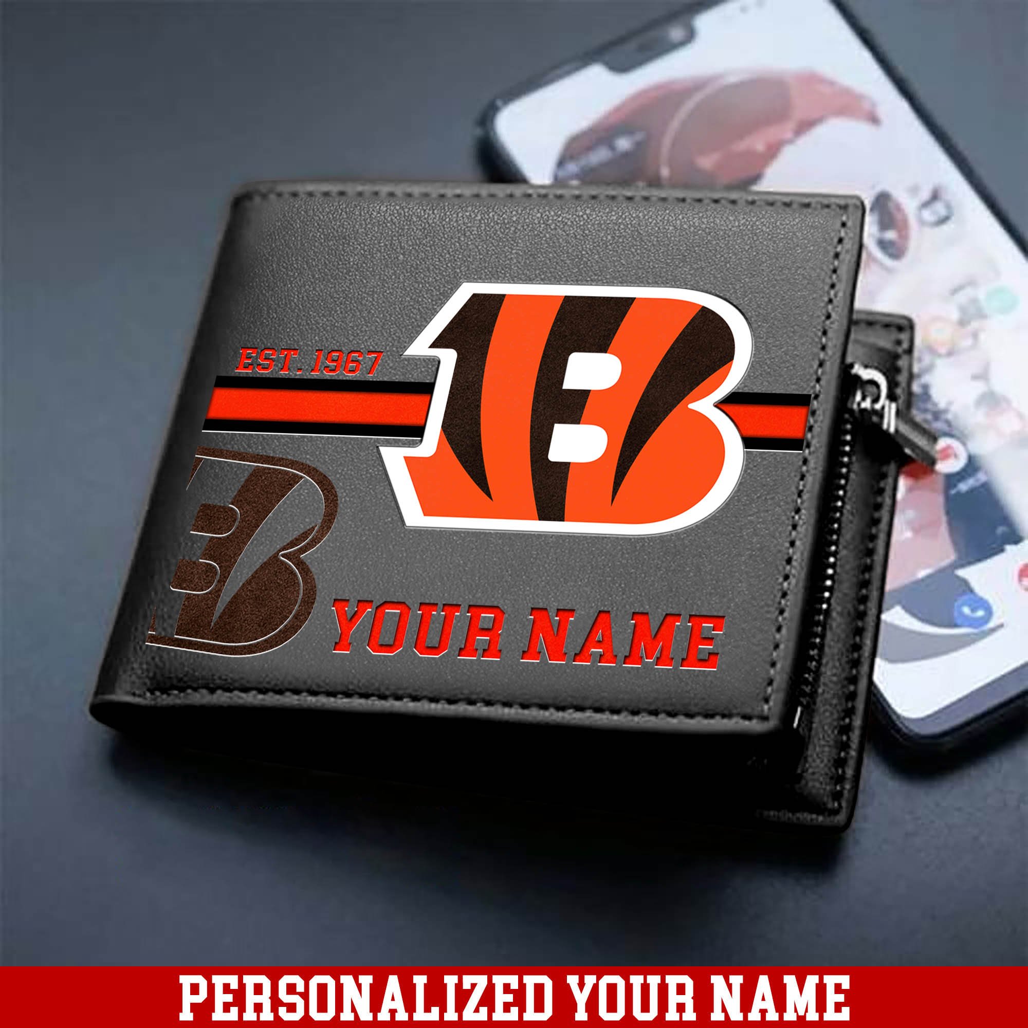 Alternative view of Cincinnati Bengals Men Wallet 2024 Version Personalized Your Name, Football Wallet For Him, Football Fan Gifts ETHY-54904