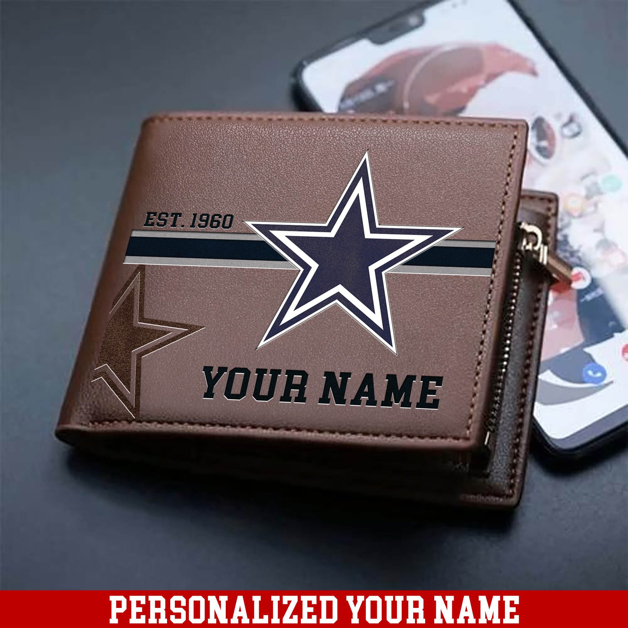 Dallas Cowboys Men Wallet 2024 Version Personalized Your Name, Football Wallet For Him, Football Fan Gifts ETHY-54904