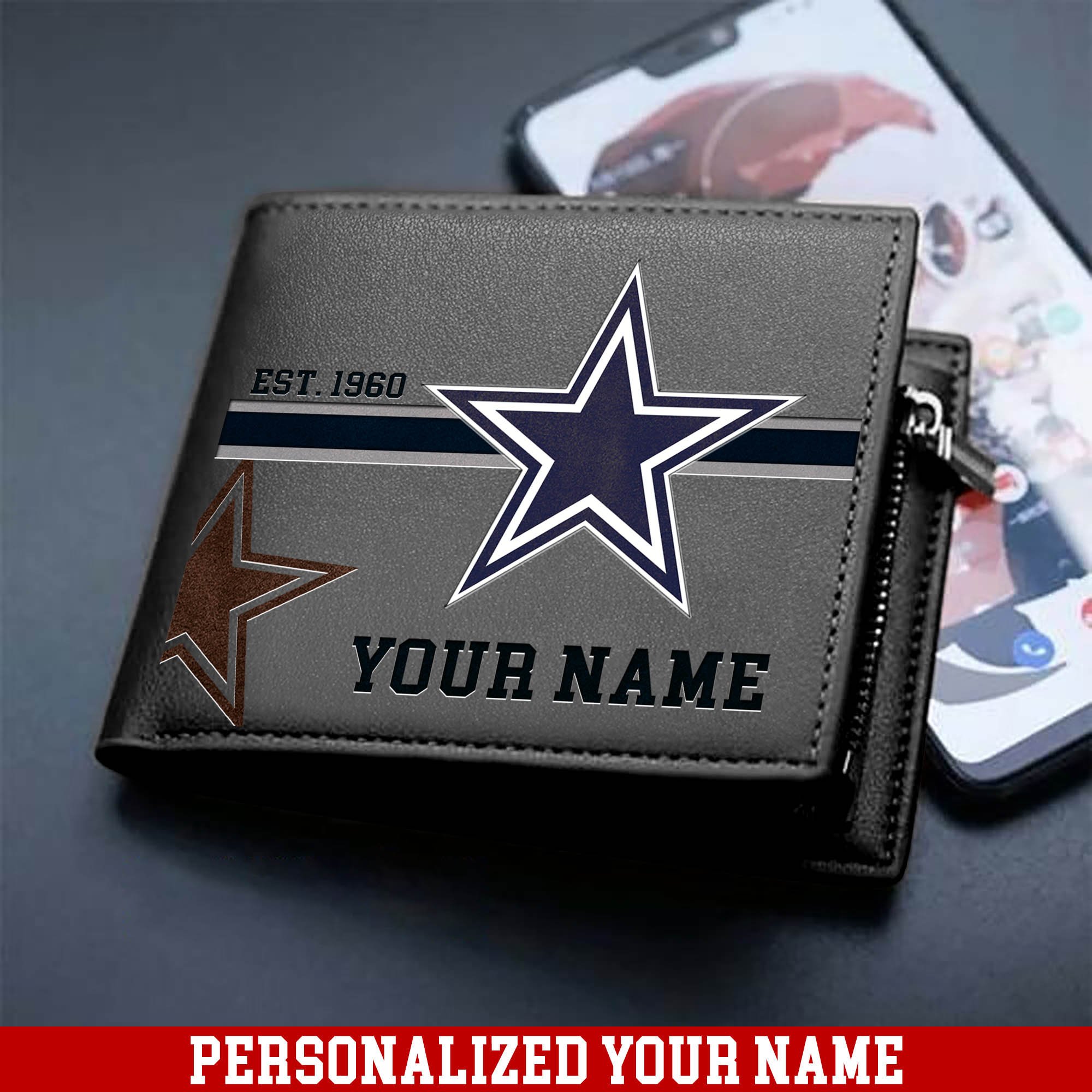 Alternative view of Dallas Cowboys Men Wallet 2024 Version Personalized Your Name, Football Wallet For Him, Football Fan Gifts ETHY-54904