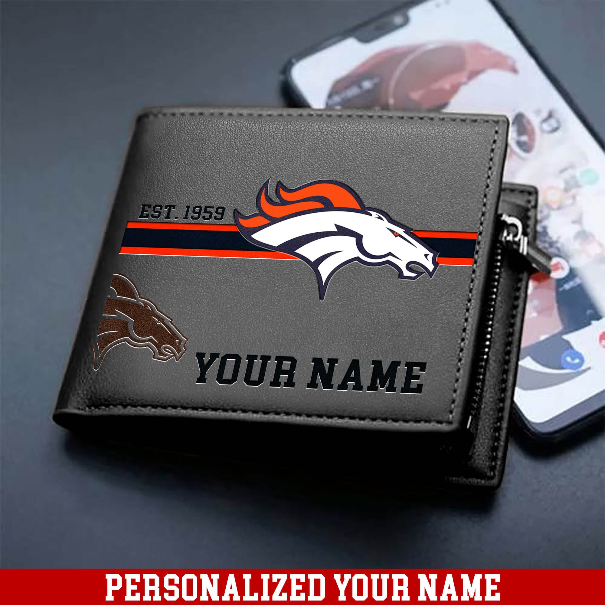 Alternative view of Denver Broncos Men Wallet 2024 Version Personalized Your Name, Football Wallet For Him, Football Fan Gifts ETHY-54904
