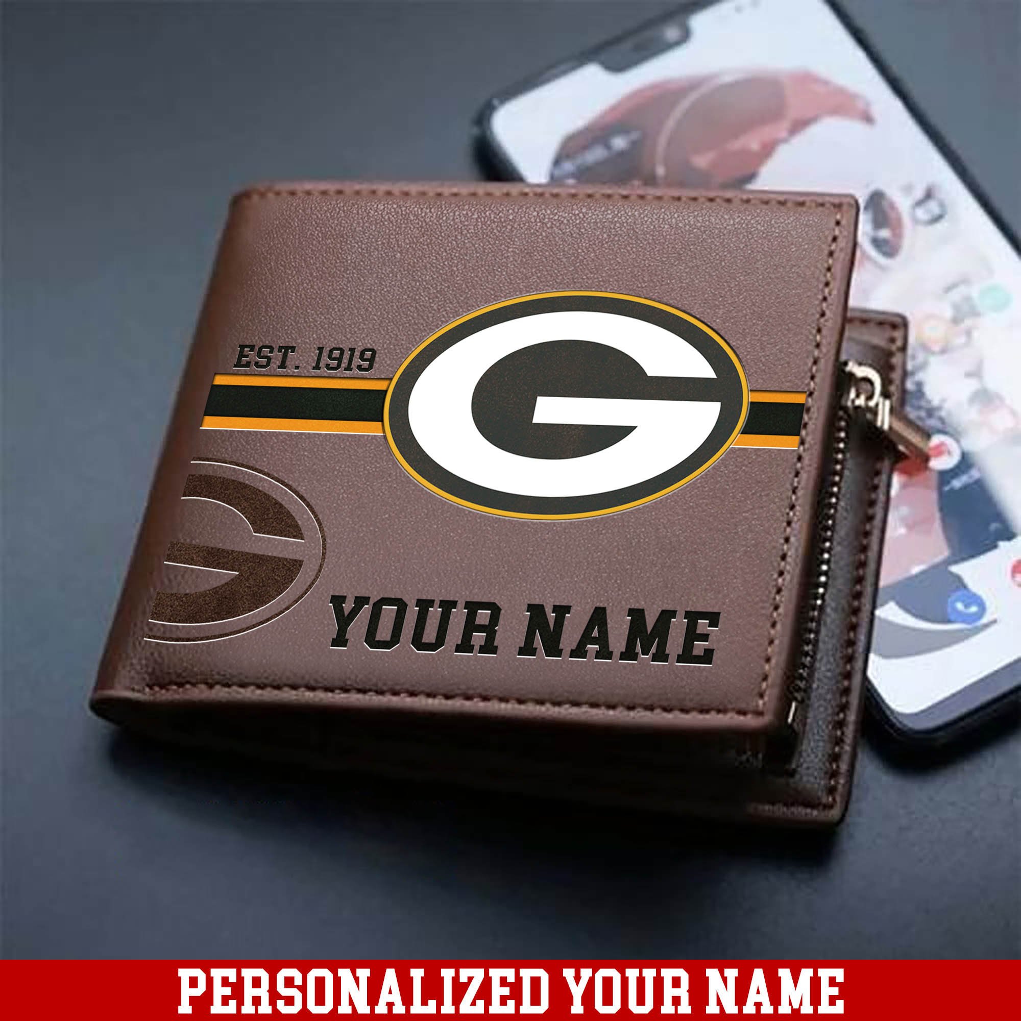 Green Bay Packers Men Wallet 2024 Version Personalized Your Name, Football Wallet For Him, Football Fan Gifts ETHY-54904