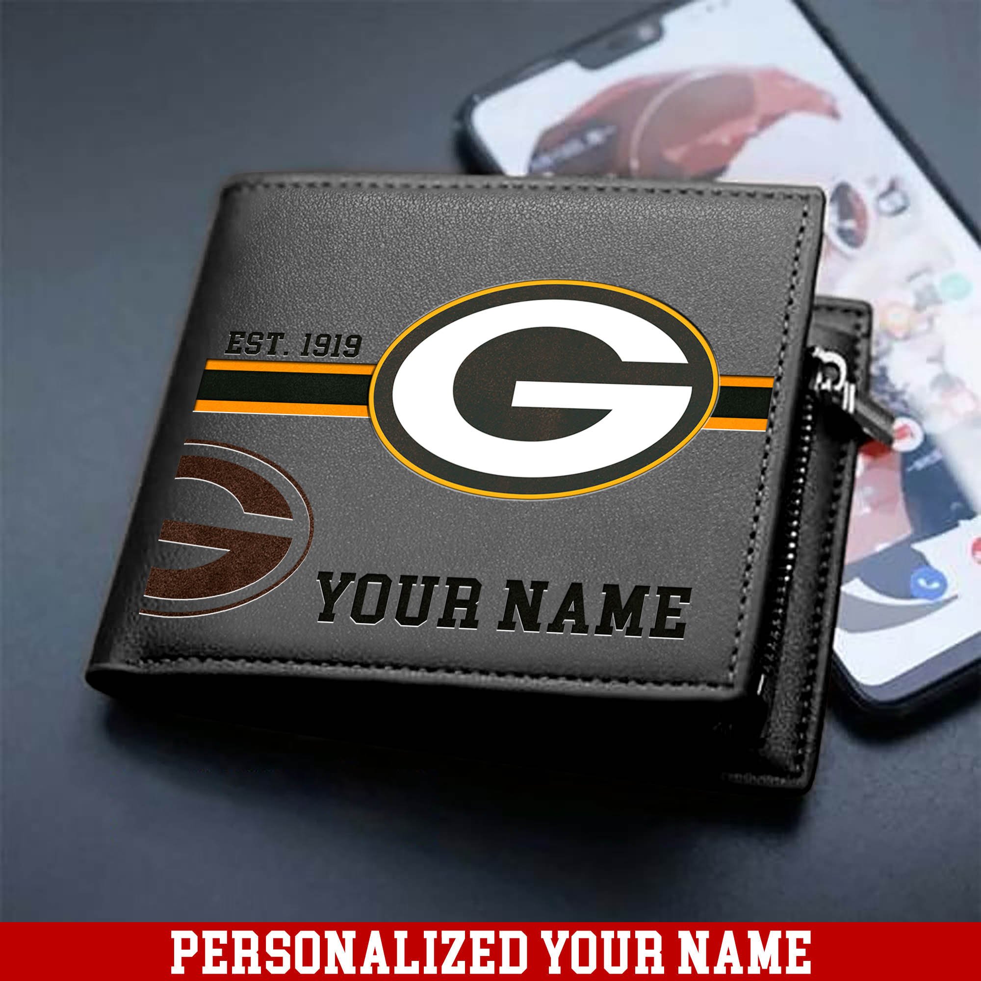 Alternative view of Green Bay Packers Men Wallet 2024 Version Personalized Your Name, Football Wallet For Him, Football Fan Gifts ETHY-54904