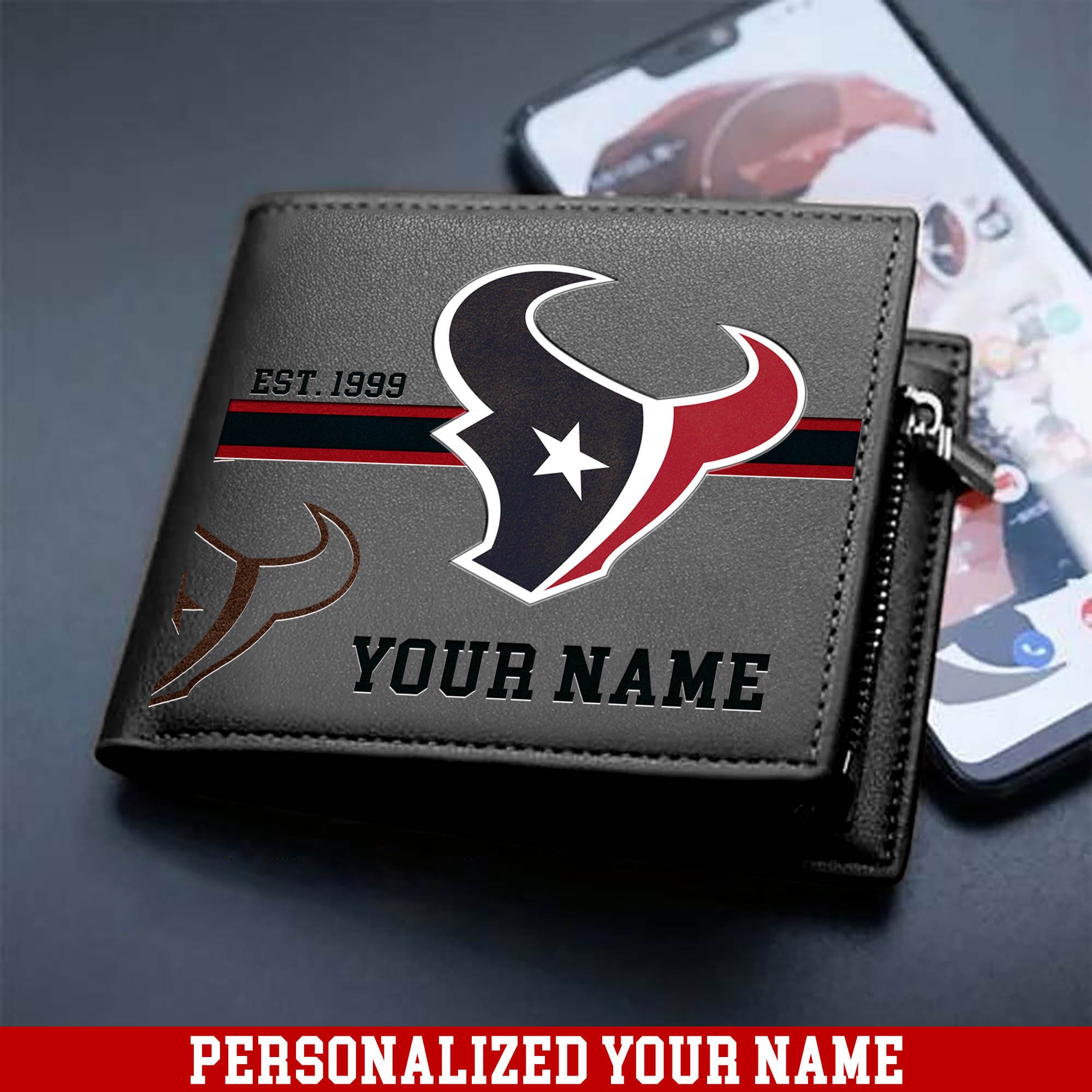 Alternative view of Houston Texans Men Wallet 2024 Version Personalized Your Name, Football Wallet For Him, Football Fan Gifts ETHY-54904