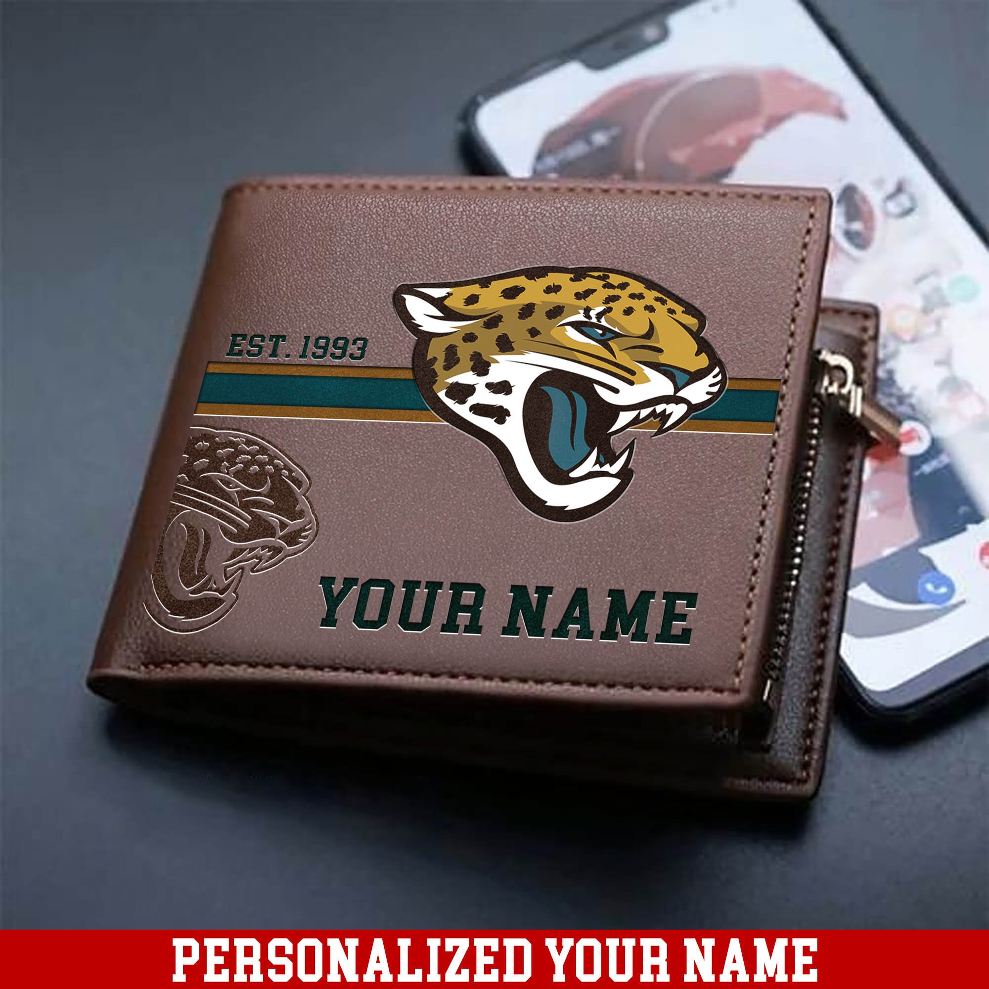 Jacksonville Jaguars Men Wallet 2024 Version Personalized Your Name, Football Wallet For Him, Football Fan Gifts ETHY-54904
