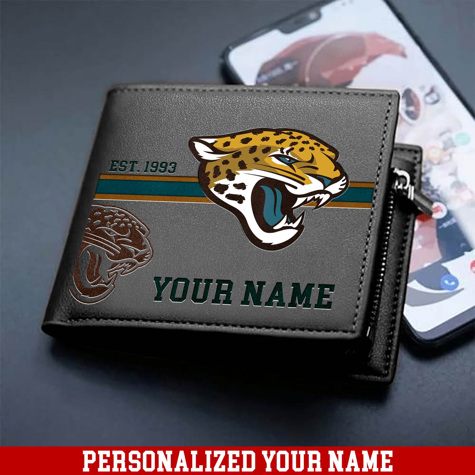 Alternative view of Jacksonville Jaguars Men Wallet 2024 Version Personalized Your Name, Football Wallet For Him, Football Fan Gifts ETHY-54904