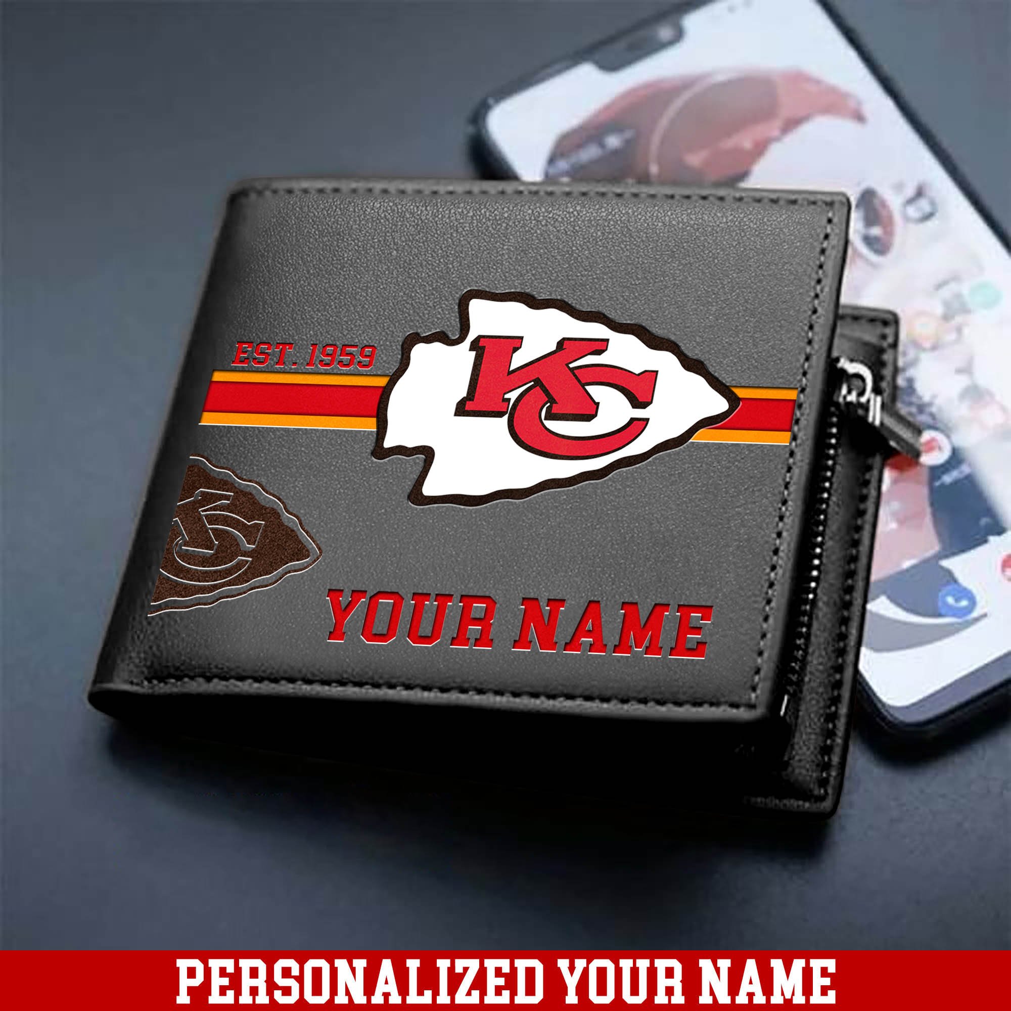 Alternative view of Kansas City Chiefs Men Wallet 2024 Version Personalized Your Name, Football Wallet For Him, Football Fan Gifts ETHY-54904