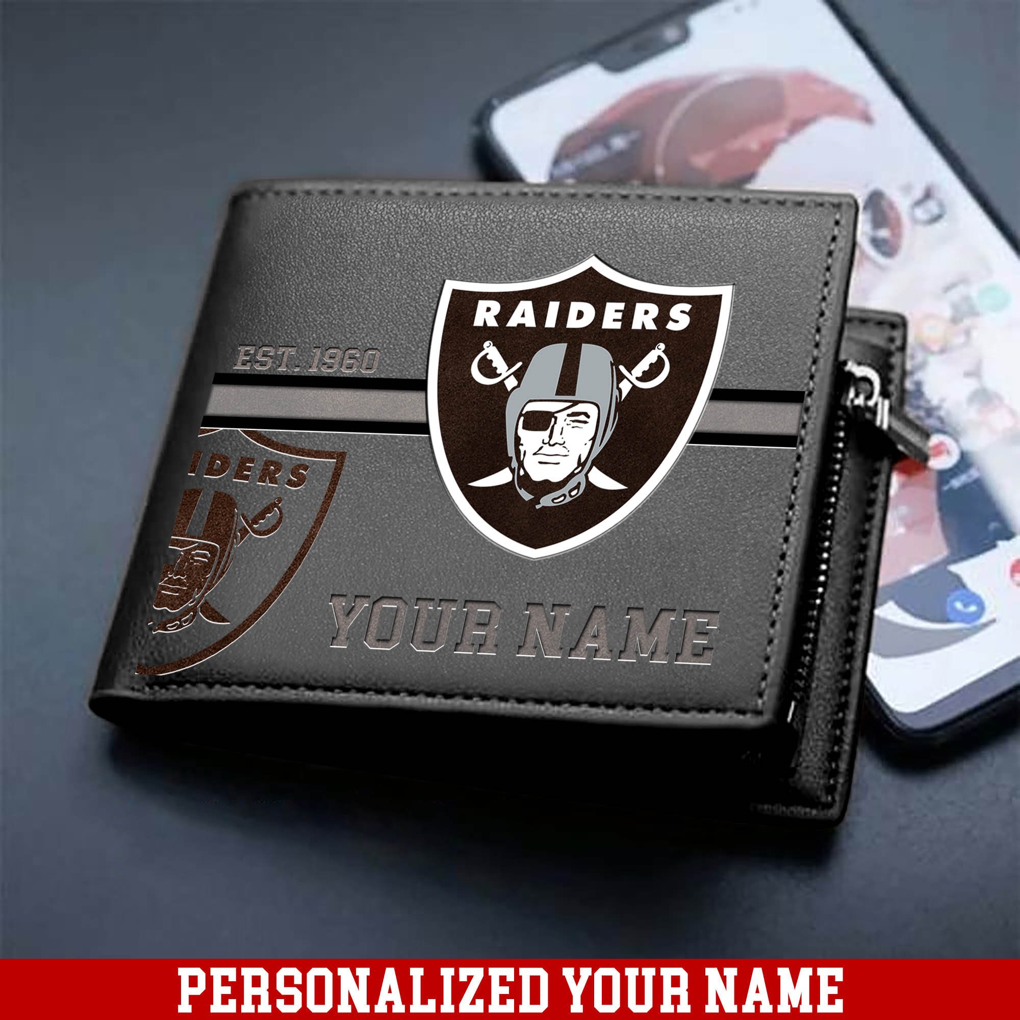 Alternative view of Las Vegas Raiders Men Wallet 2024 Version Personalized Your Name, Football Wallet For Him, Football Fan Gifts ETHY-54904