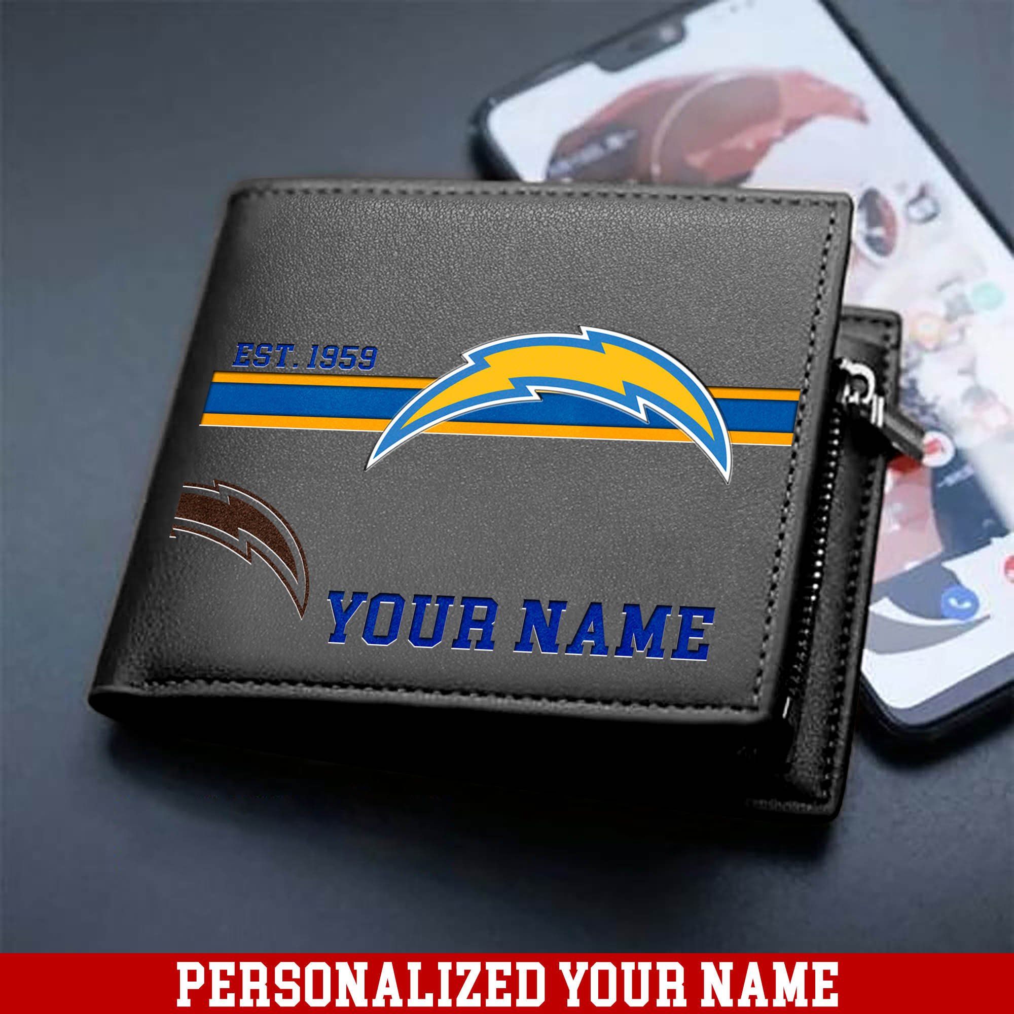 Alternative view of Los Angeles Chargers Men Wallet 2024 Version Personalized Your Name, Football Wallet For Him, Football Fan Gifts ETHY-54904