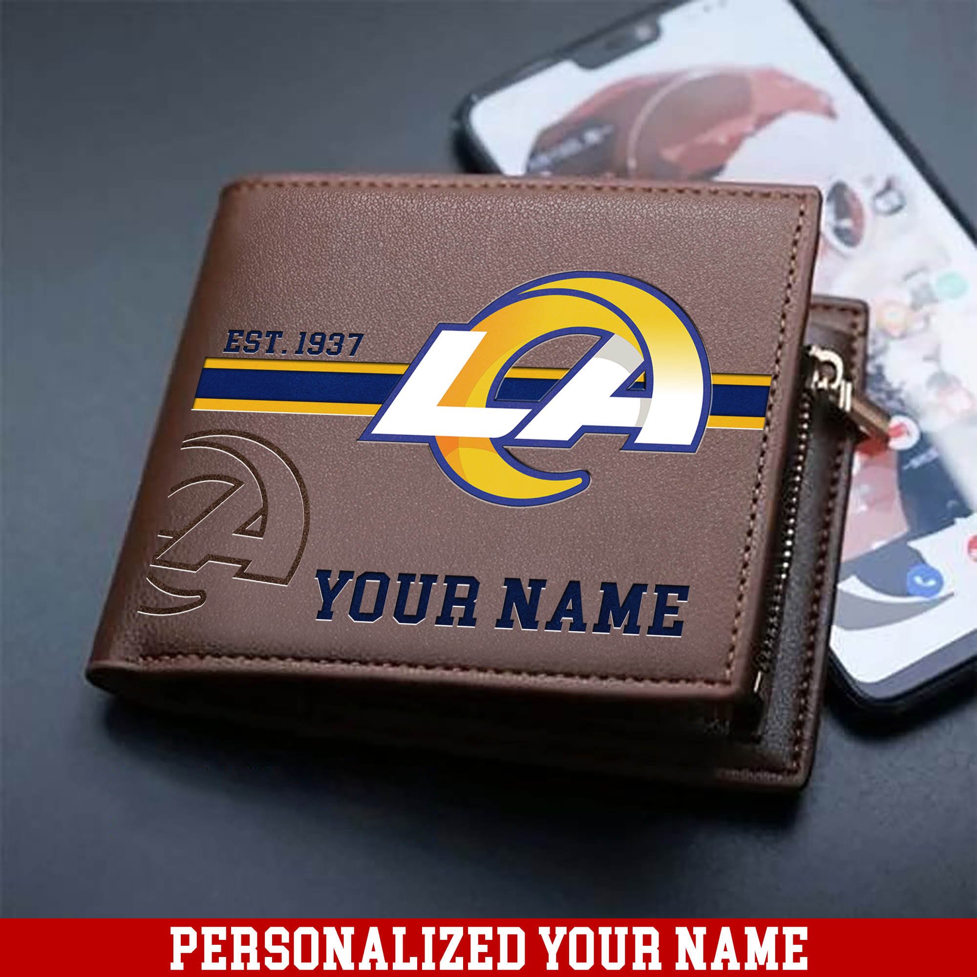 Los Angeles Rams Men Wallet 2024 Version Personalized Your Name, Football Wallet For Him, Football Fan Gifts ETHY-54904