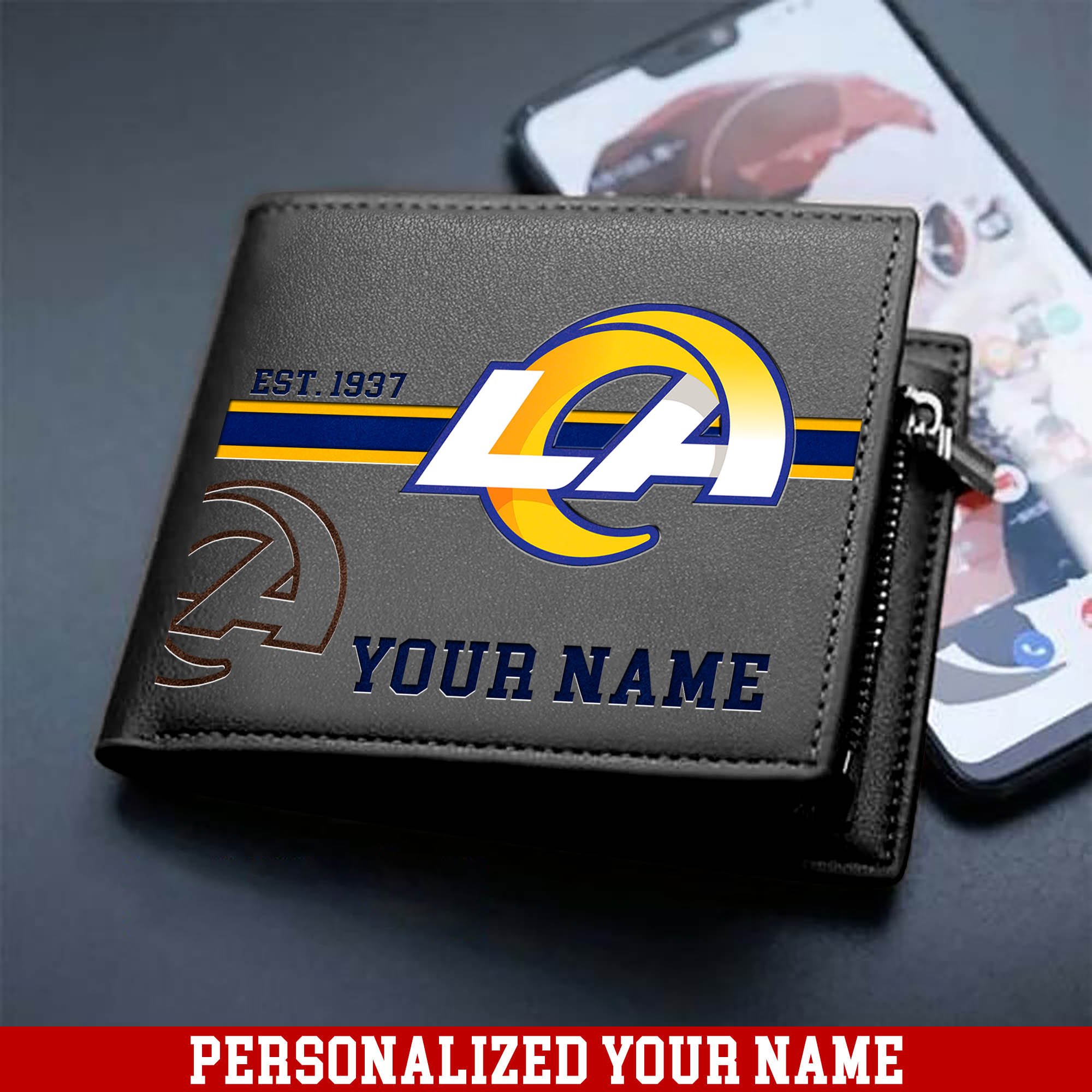 Alternative view of Los Angeles Rams Men Wallet 2024 Version Personalized Your Name, Football Wallet For Him, Football Fan Gifts ETHY-54904
