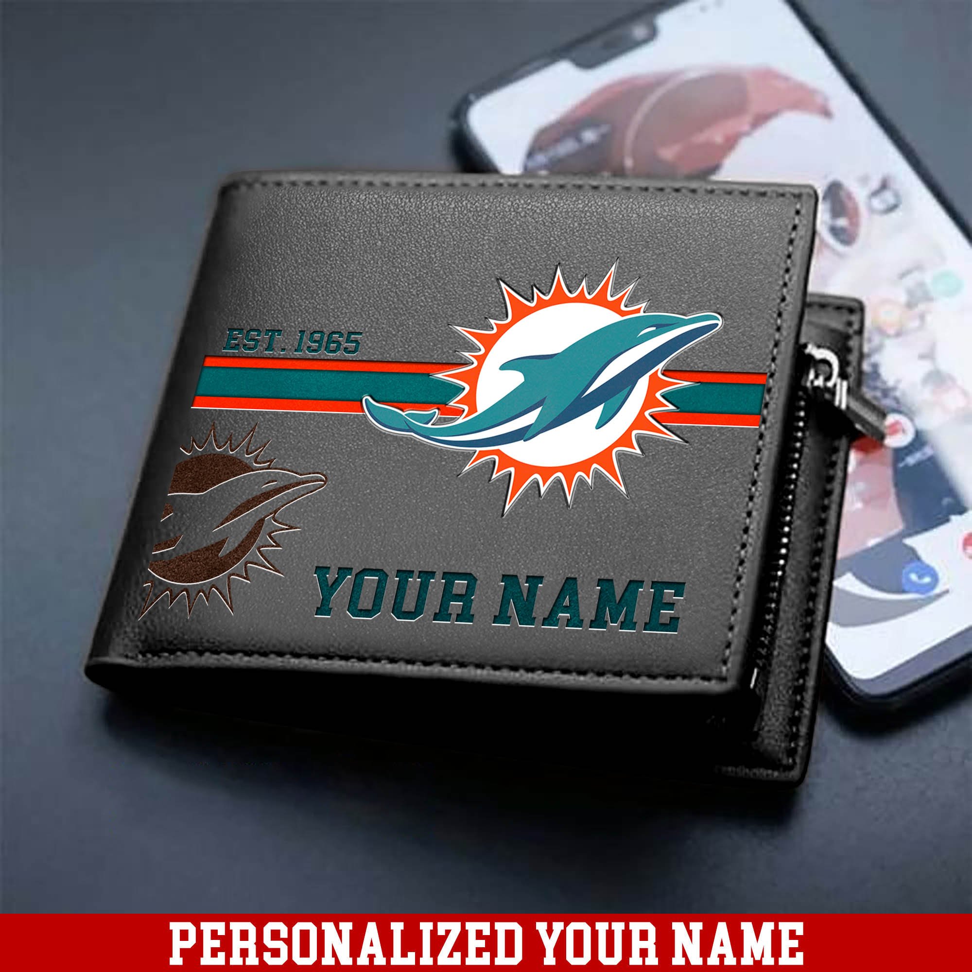 Alternative view of Miami Dolphins Men Wallet 2024 Version Personalized Your Name, Football Wallet For Him, Football Fan Gifts ETHY-54904