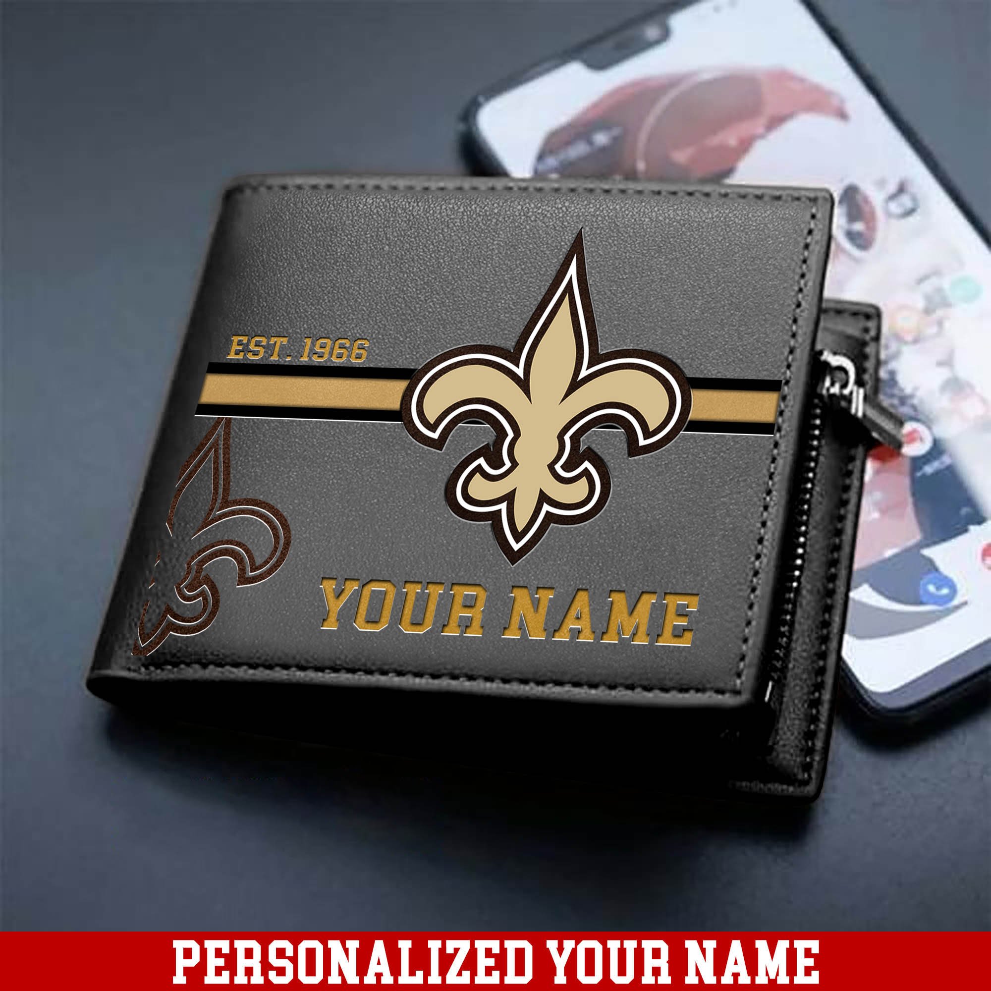Alternative view of New Orleans Saints Men Wallet 2024 Version Personalized Your Name, Football Wallet For Him, Football Fan Gifts ETHY-54904
