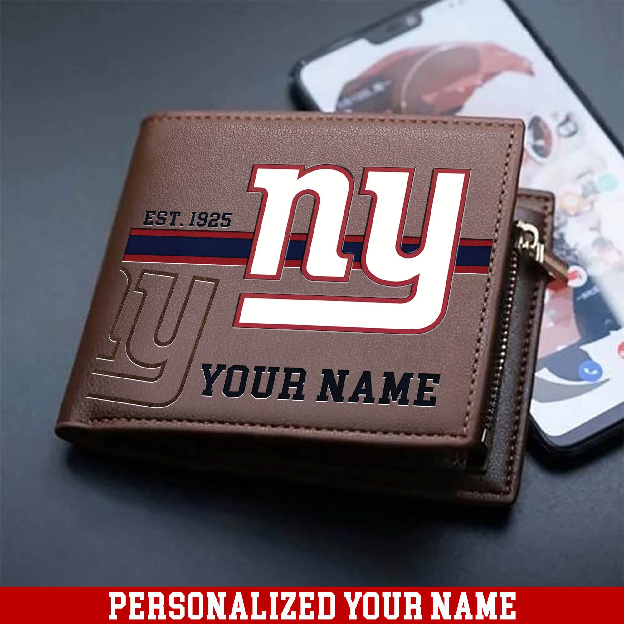 New York Giants Men Wallet 2024 Version Personalized Your Name, Football Wallet For Him, Football Fan Gifts ETHY-54904