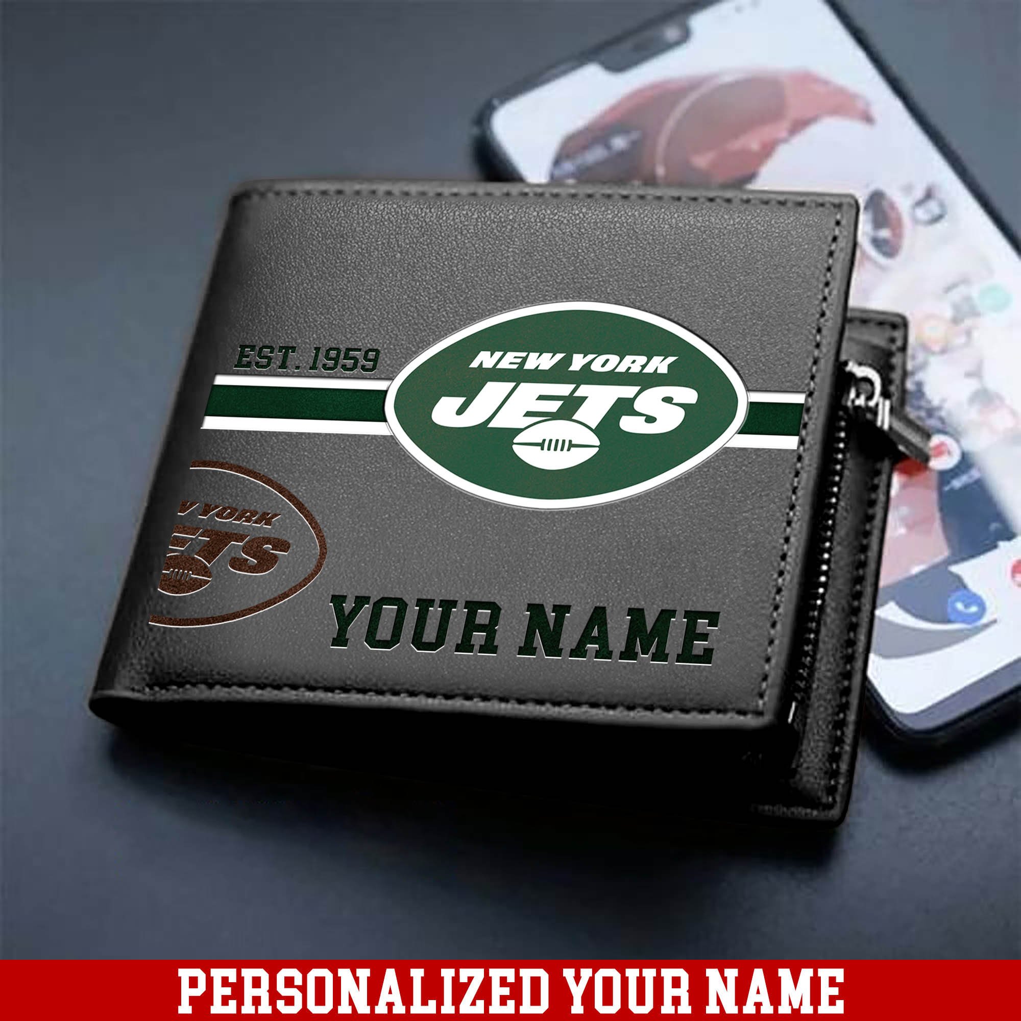 Alternative view of New York Jets Men Wallet 2024 Version Personalized Your Name, Football Wallet For Him, Football Fan Gifts ETHY-54904