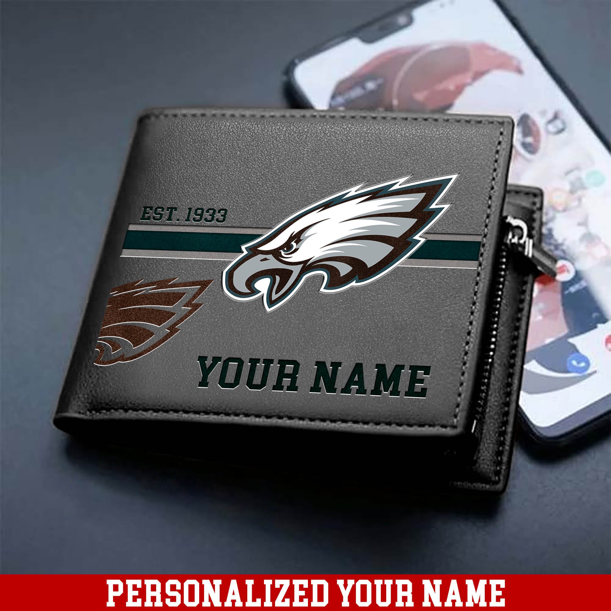 Alternative view of Philadelphia Eagles Men Wallet 2024 Version Personalized Your Name, Football Wallet For Him, Football Fan Gifts ETHY-54904