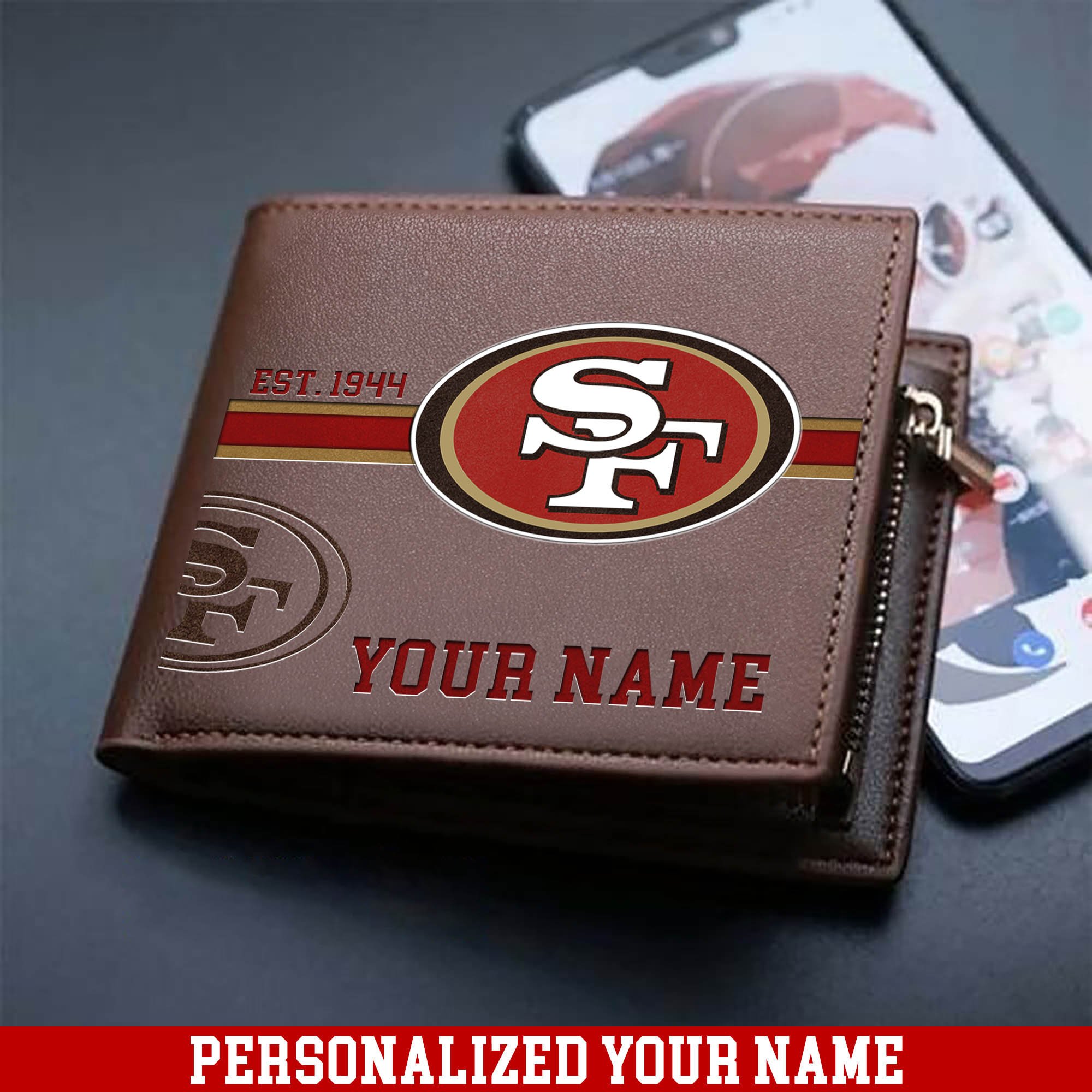 San Francisco 49ers Men Wallet 2024 Version Personalized Your Name, Football Wallet For Him, Football Fan Gifts ETHY-54904