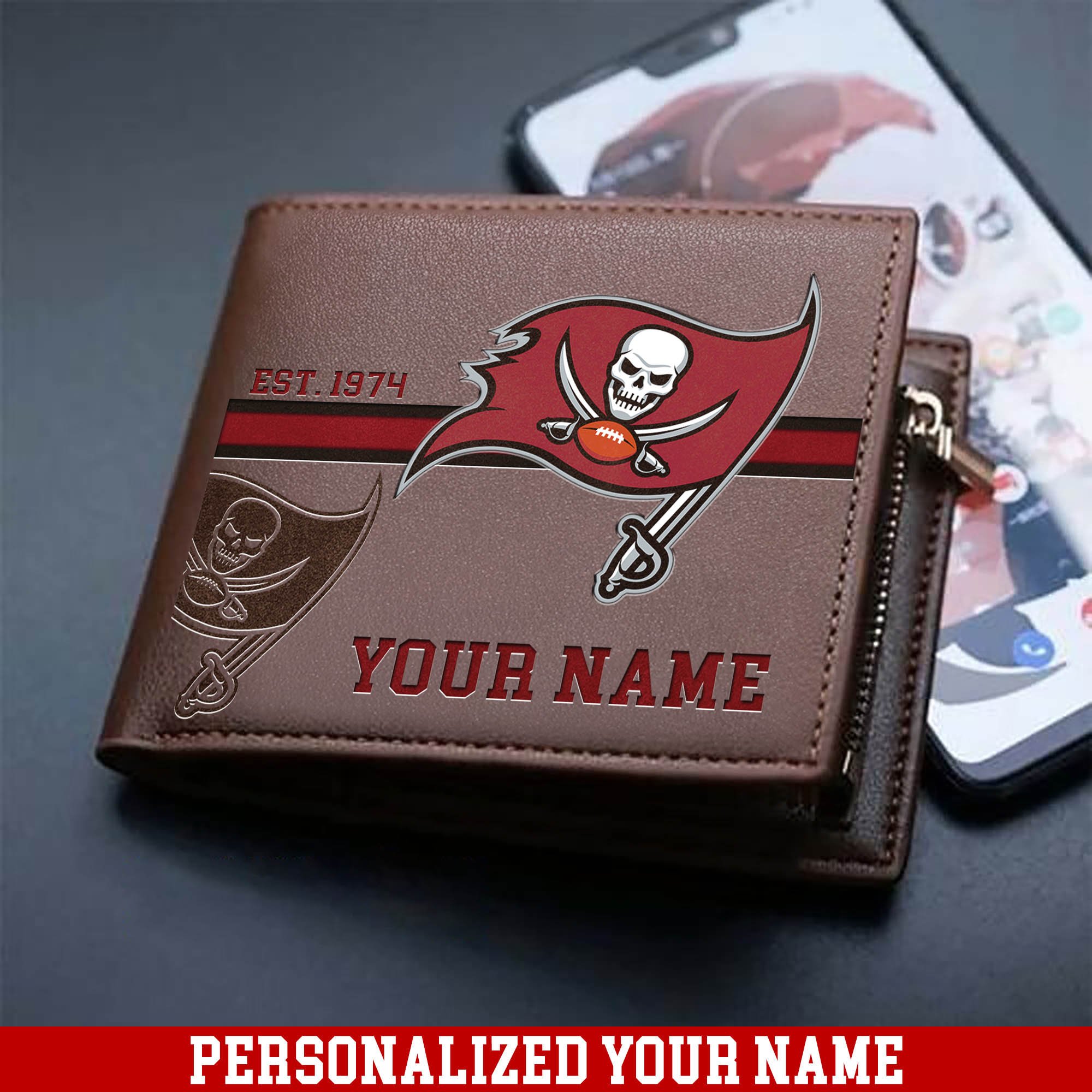 Tampa Bay Buccaneers Men Wallet 2024 Version Personalized Your Name, Football Wallet For Him, Football Fan Gifts ETHY-54904