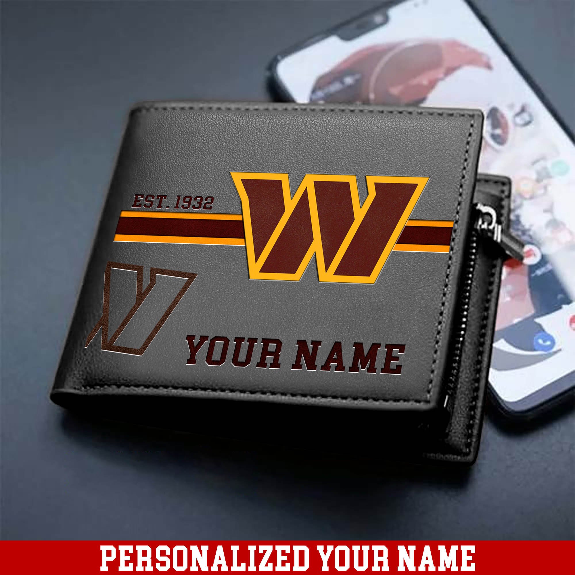 Alternative view of Washington Commanders Men Wallet 2024 Version Personalized Your Name, Football Wallet For Him, Football Fan Gifts ETHY-54904