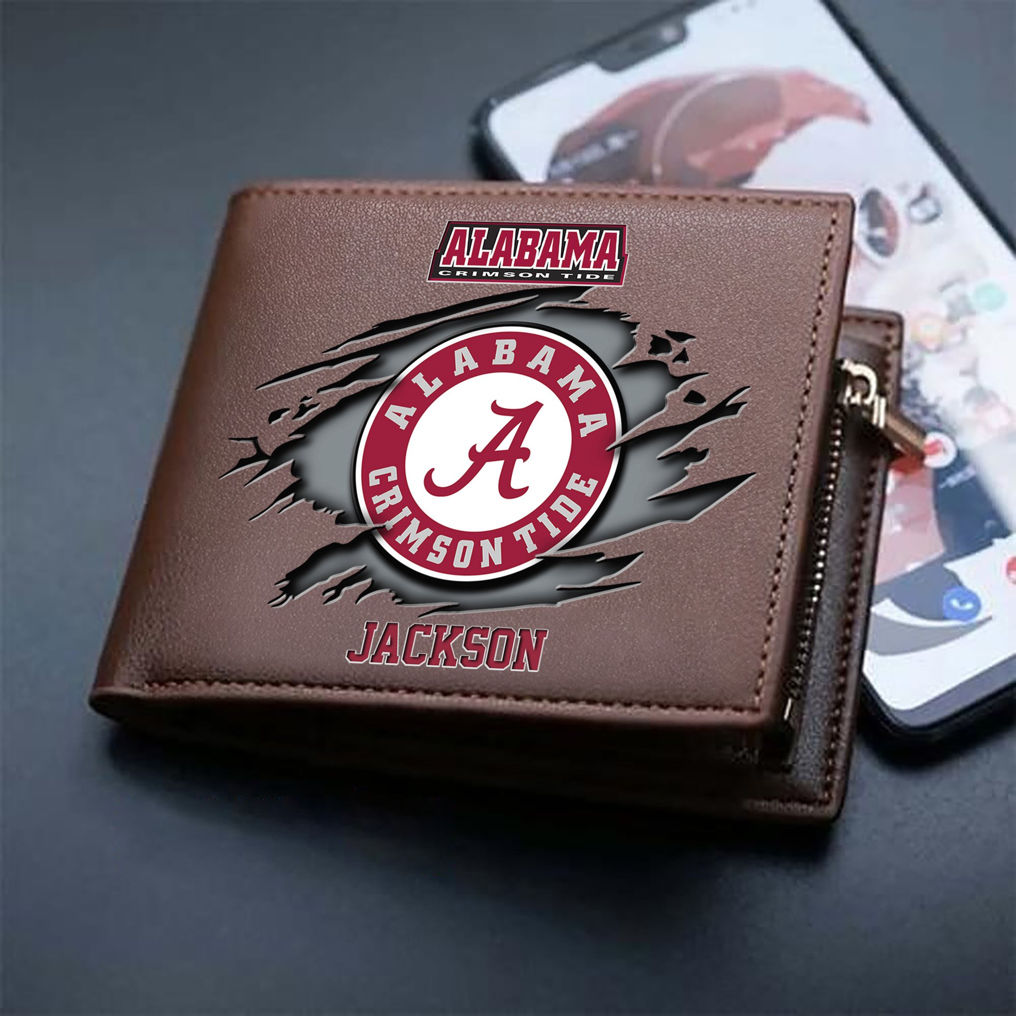 Alternative view of Alabama Crimson Tide Men Wallet 2024 Version Personalized Your Name, Sport Wallet For Fans, Gifts For Him ETHY-61597
