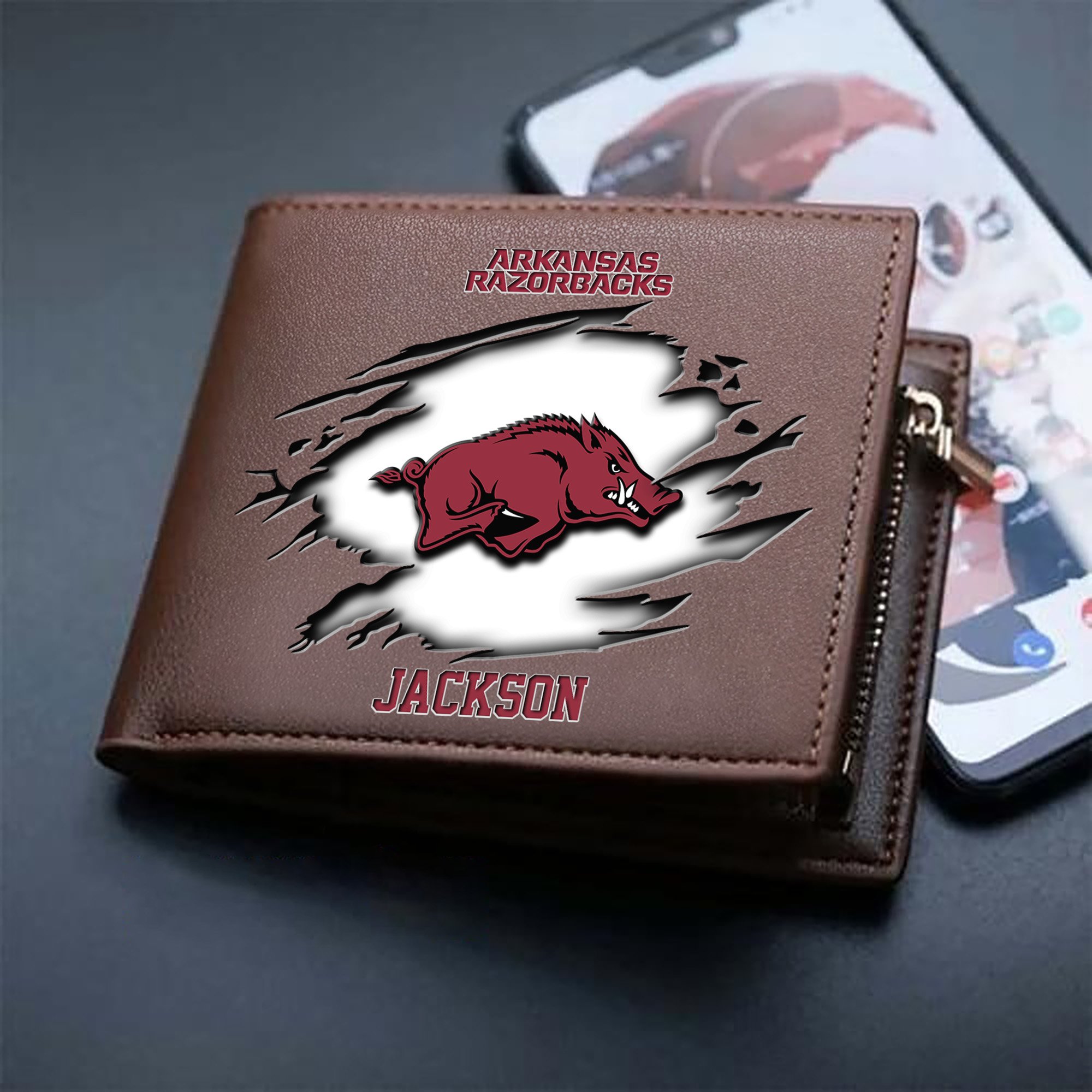 Alternative view of Arkansas Razorbacks Men Wallet 2024 Version Personalized Your Name, Sport Wallet For Fans, Gifts For Him ETHY-61597