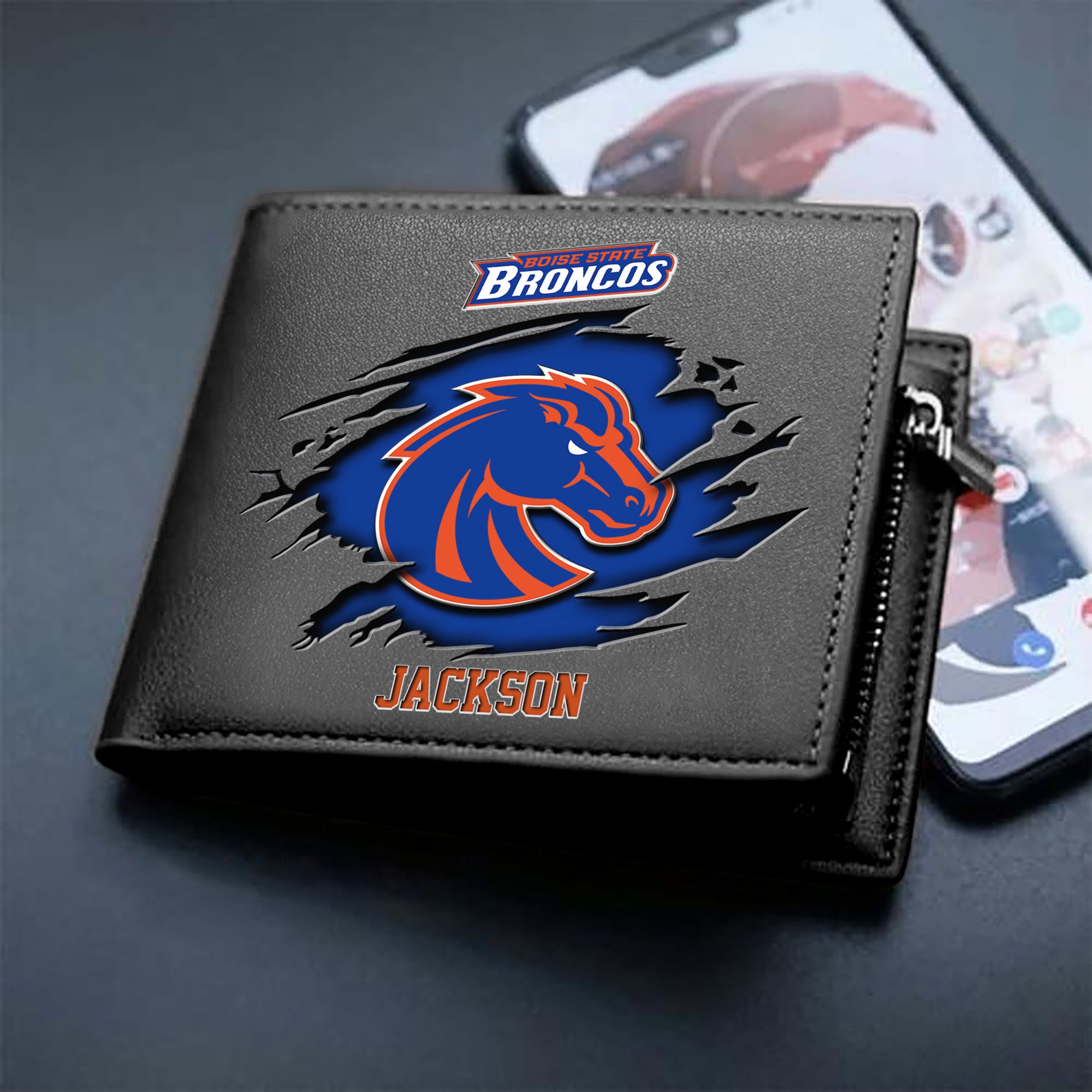 Boise State Broncos Men Wallet 2024 Version Personalized Your Name, Sport Wallet For Fans, Gifts For Him ETHY-61597