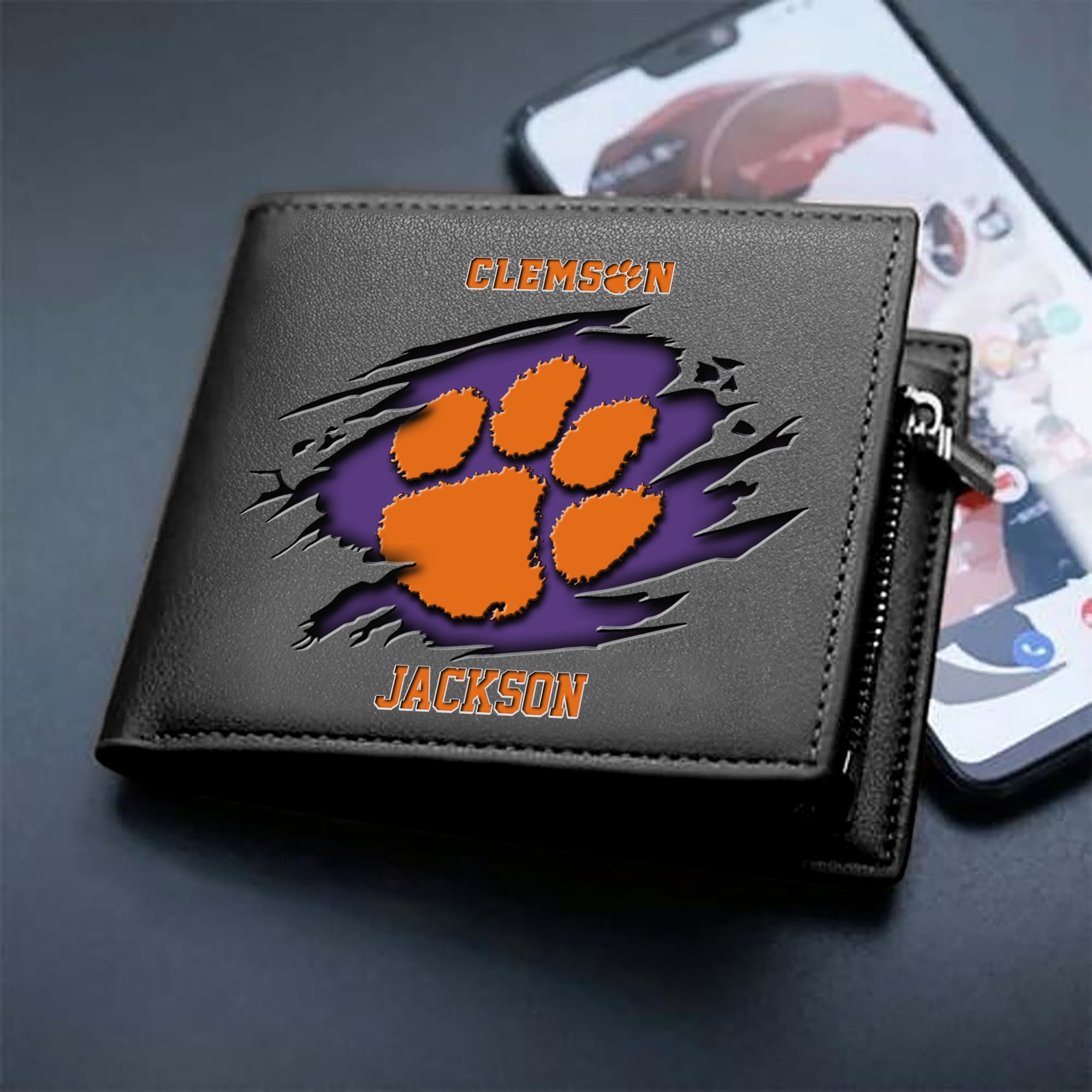 Clemson Tigers Men Wallet 2024 Version Personalized Your Name, Sport Wallet For Fans, Gifts For Him ETHY-61597