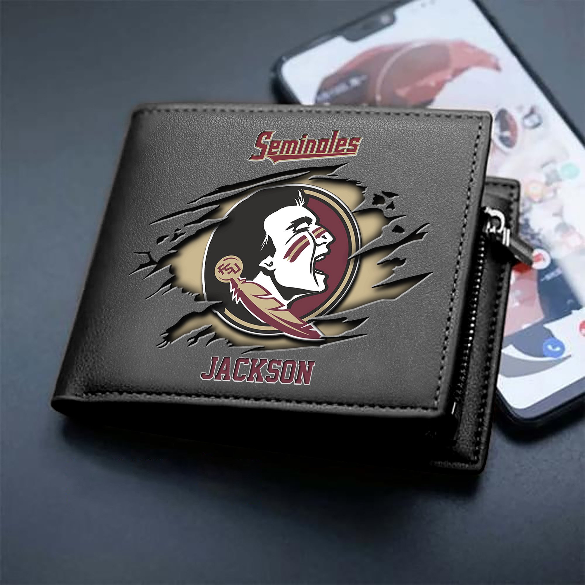 Florida State Seminoles Men Wallet 2024 Version Personalized Your Name, Sport Wallet For Fans, Gifts For Him ETHY-61597