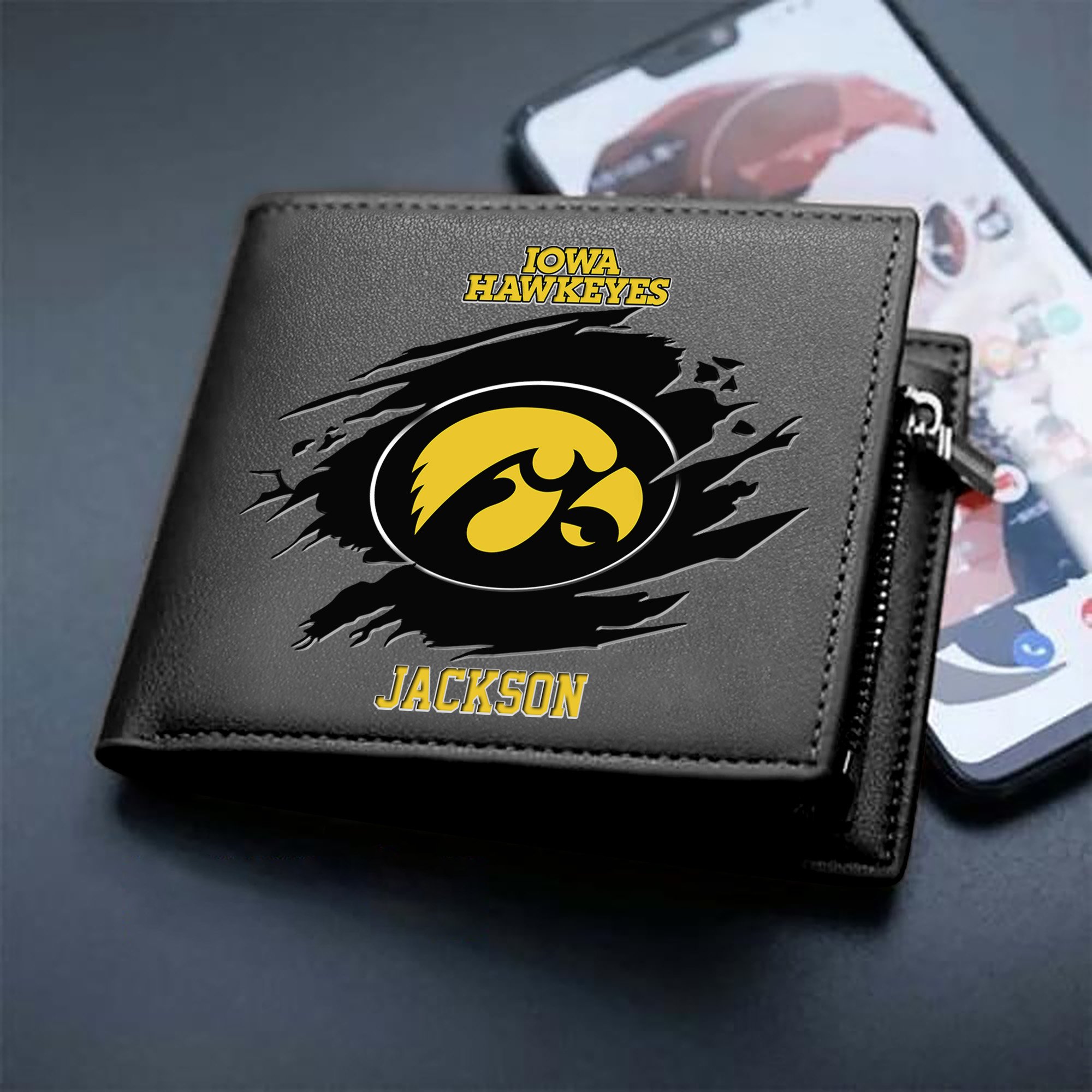 Iowa Hawkeyes Men Wallet 2024 Version Personalized Your Name, Sport Wallet For Fans, Gifts For Him ETHY-61597