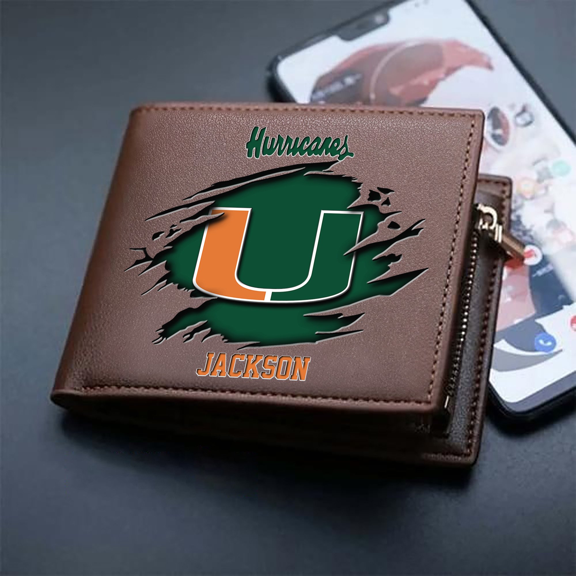 Alternative view of Miami Hurricanes Men Wallet 2024 Version Personalized Your Name, Sport Wallet For Fans, Gifts For Him ETHY-61597