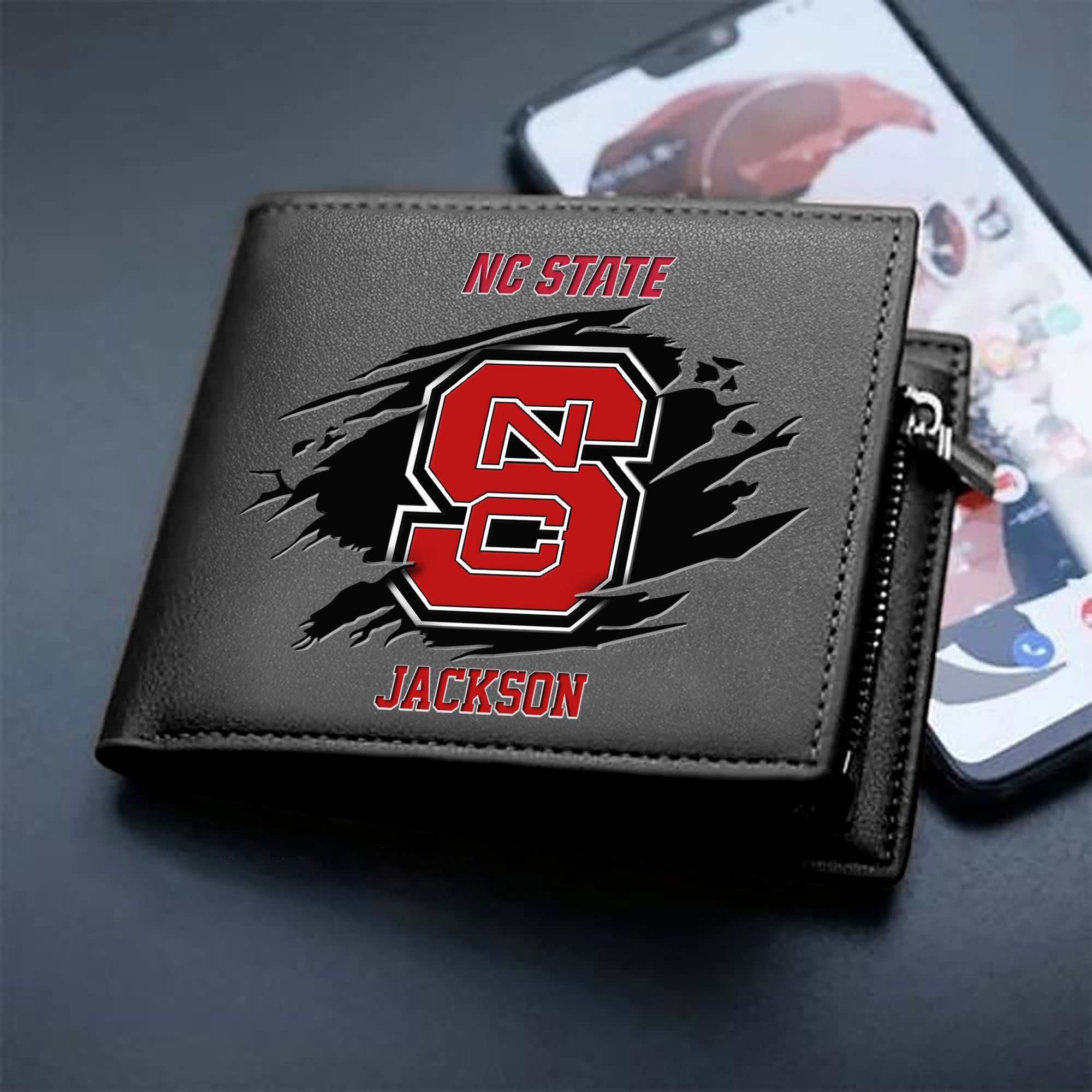 NC State Wolfpack Men Wallet 2024 Version Personalized Your Name, Sport Wallet For Fans, Gifts For Him ETHY-61597
