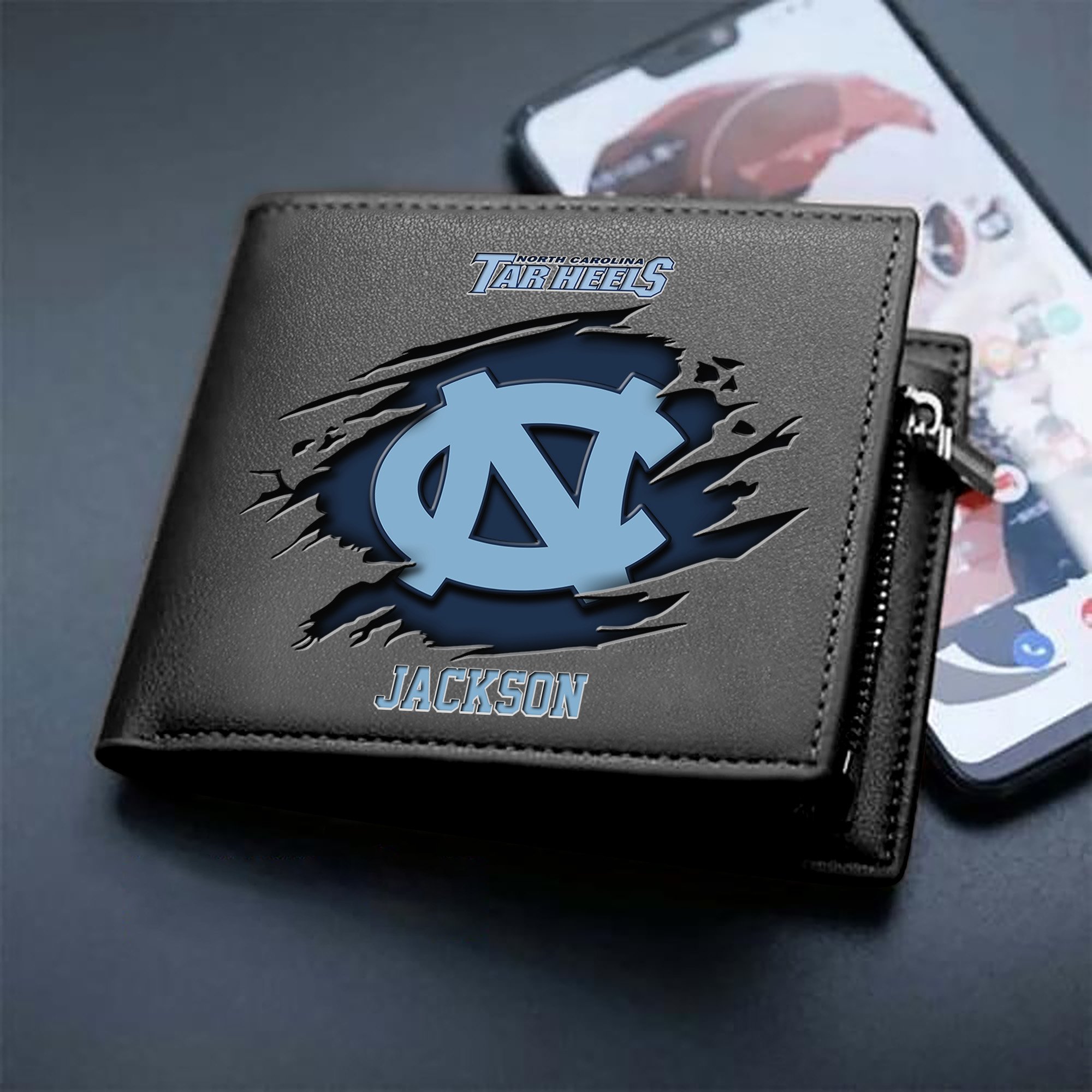 North Carolina Tar Heels Men Wallet 2024 Version Personalized Your Name, Sport Wallet For Fans, Gifts For Him ETHY-61597