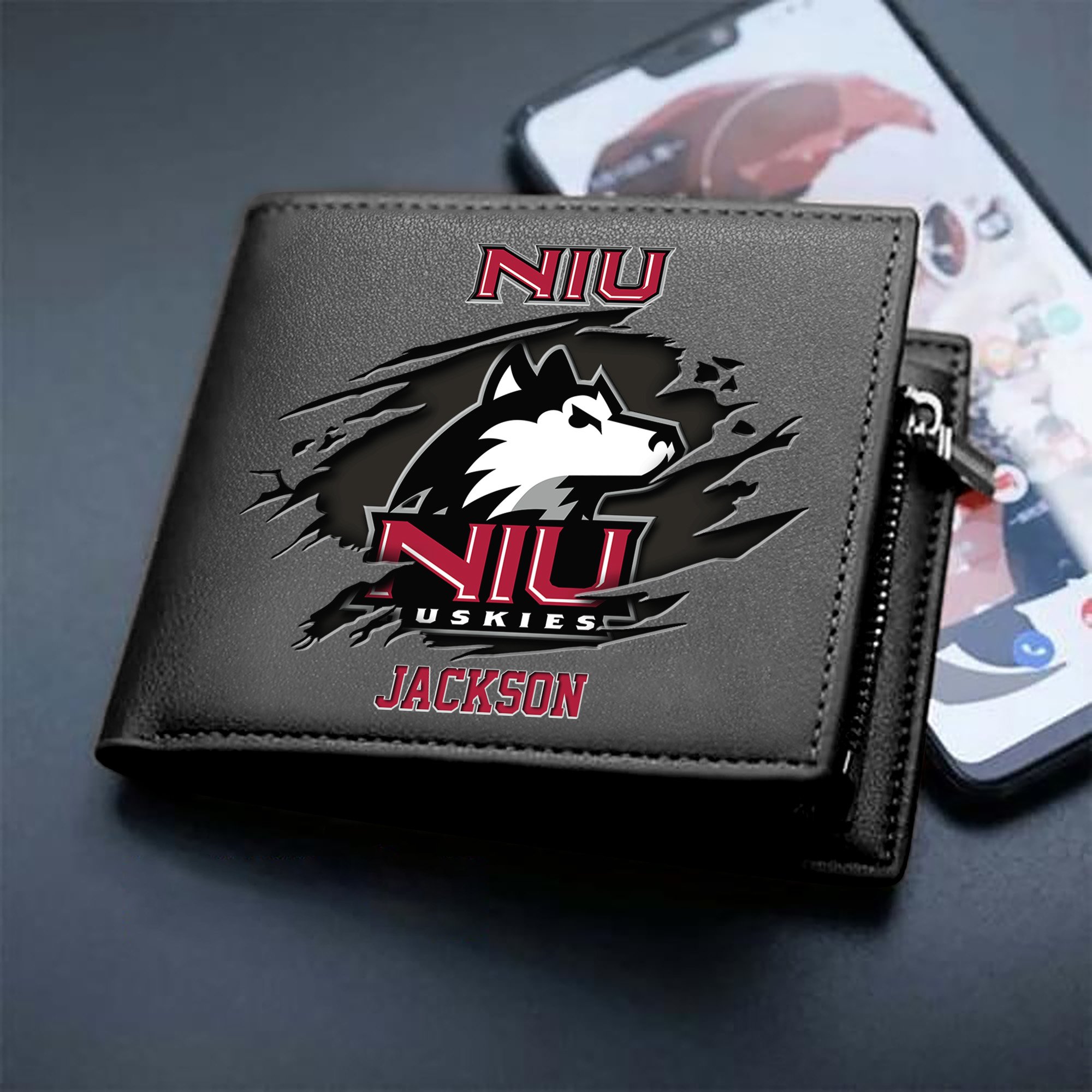 Northern Illinois Huskies Men Wallet 2024 Version Personalized Your Name, Sport Wallet For Fans, Gifts For Him ETHY-61597