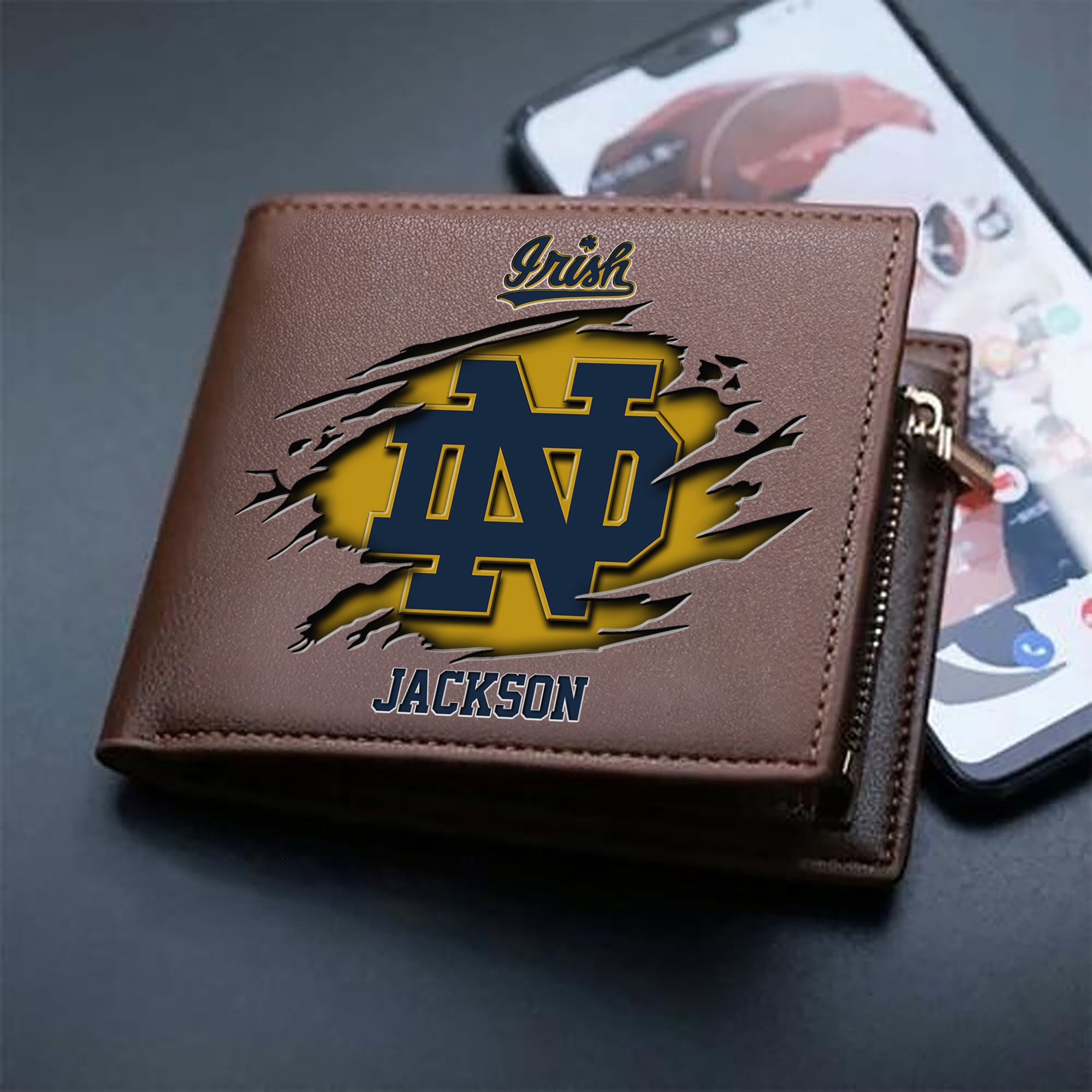Alternative view of Notre Dame Fighting Irish Men Wallet 2024 Version Personalized Your Name, Sport Wallet For Fans, Gifts For Him ETHY-61597