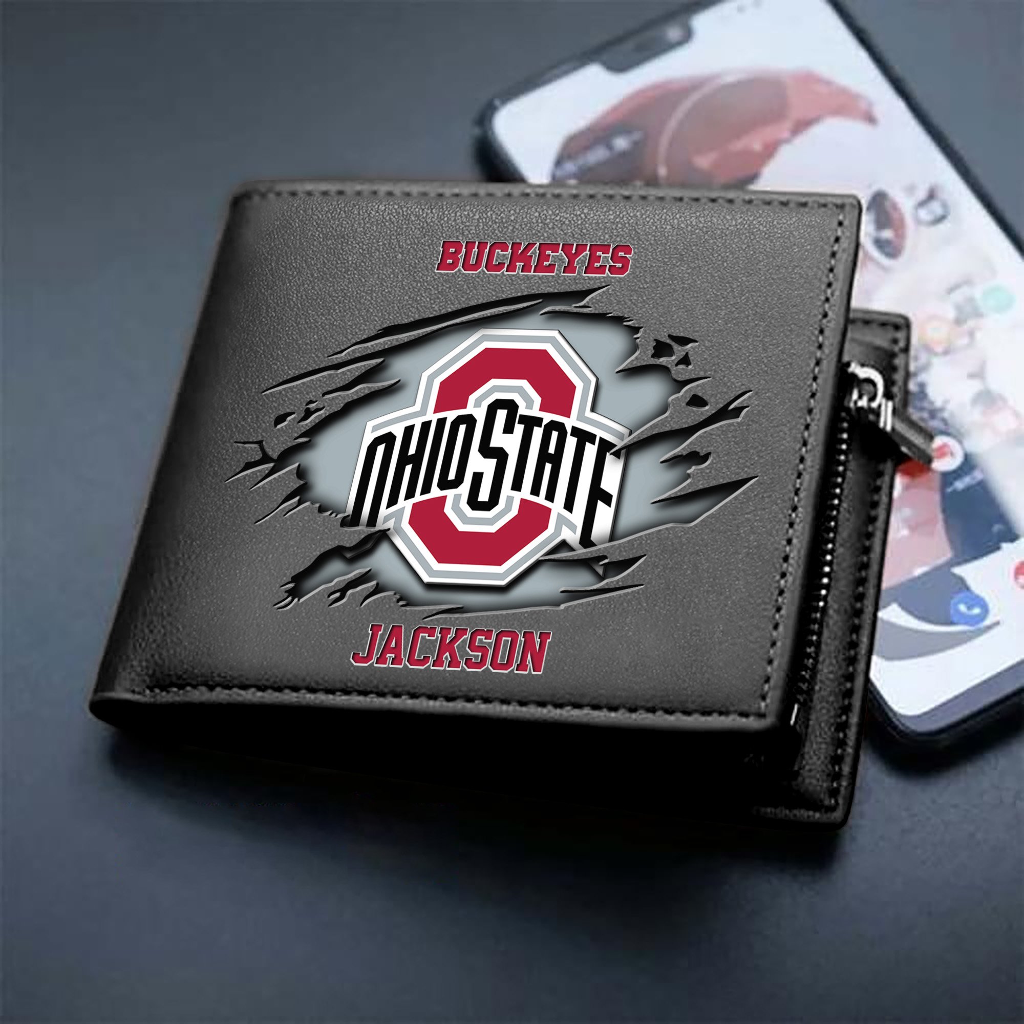 Ohio State Buckeyes Men Wallet 2024 Version Personalized Your Name, Sport Wallet For Fans, Gifts For Him ETHY-61597