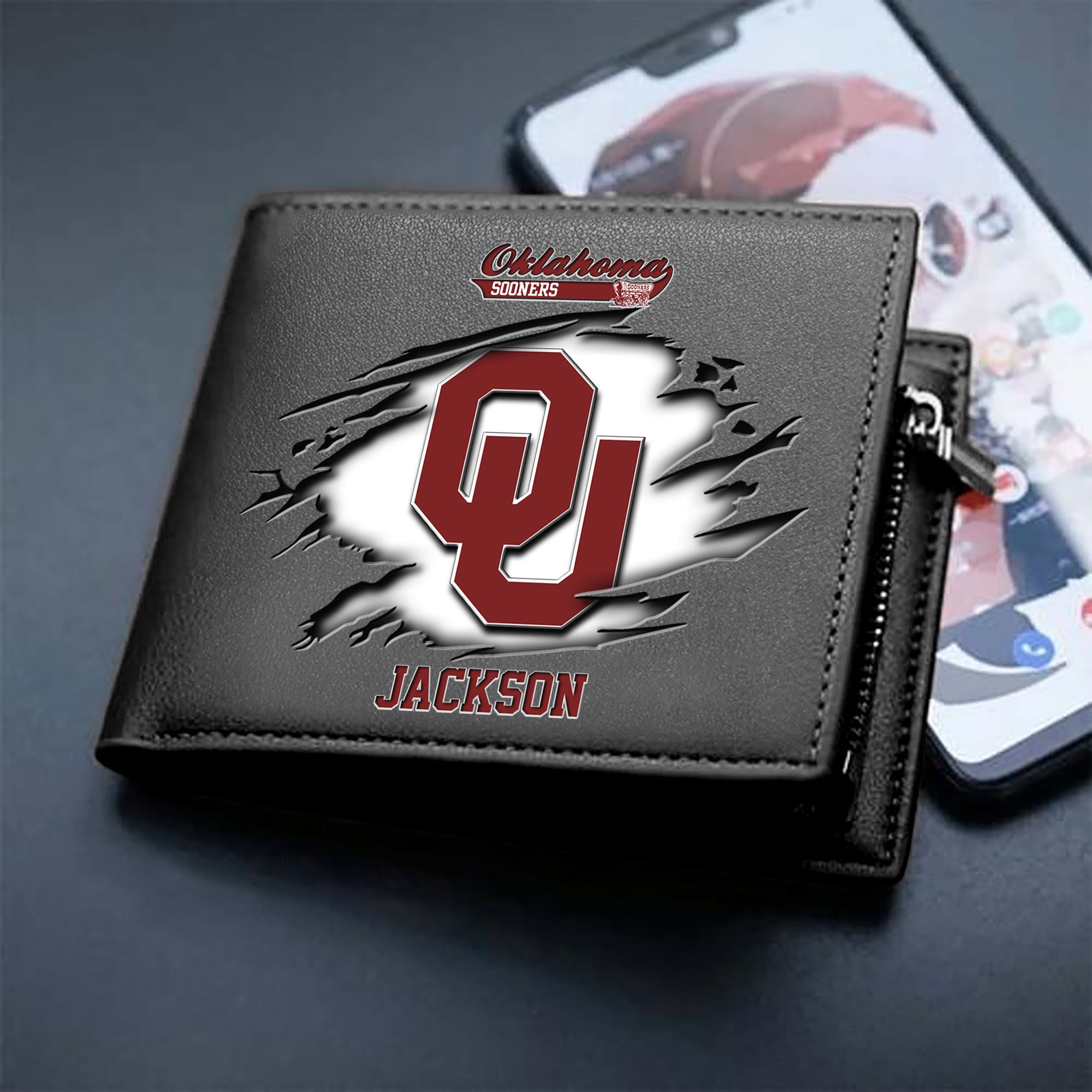 Oklahoma Sooners Men Wallet 2024 Version Personalized Your Name, Sport Wallet For Fans, Gifts For Him ETHY-61597