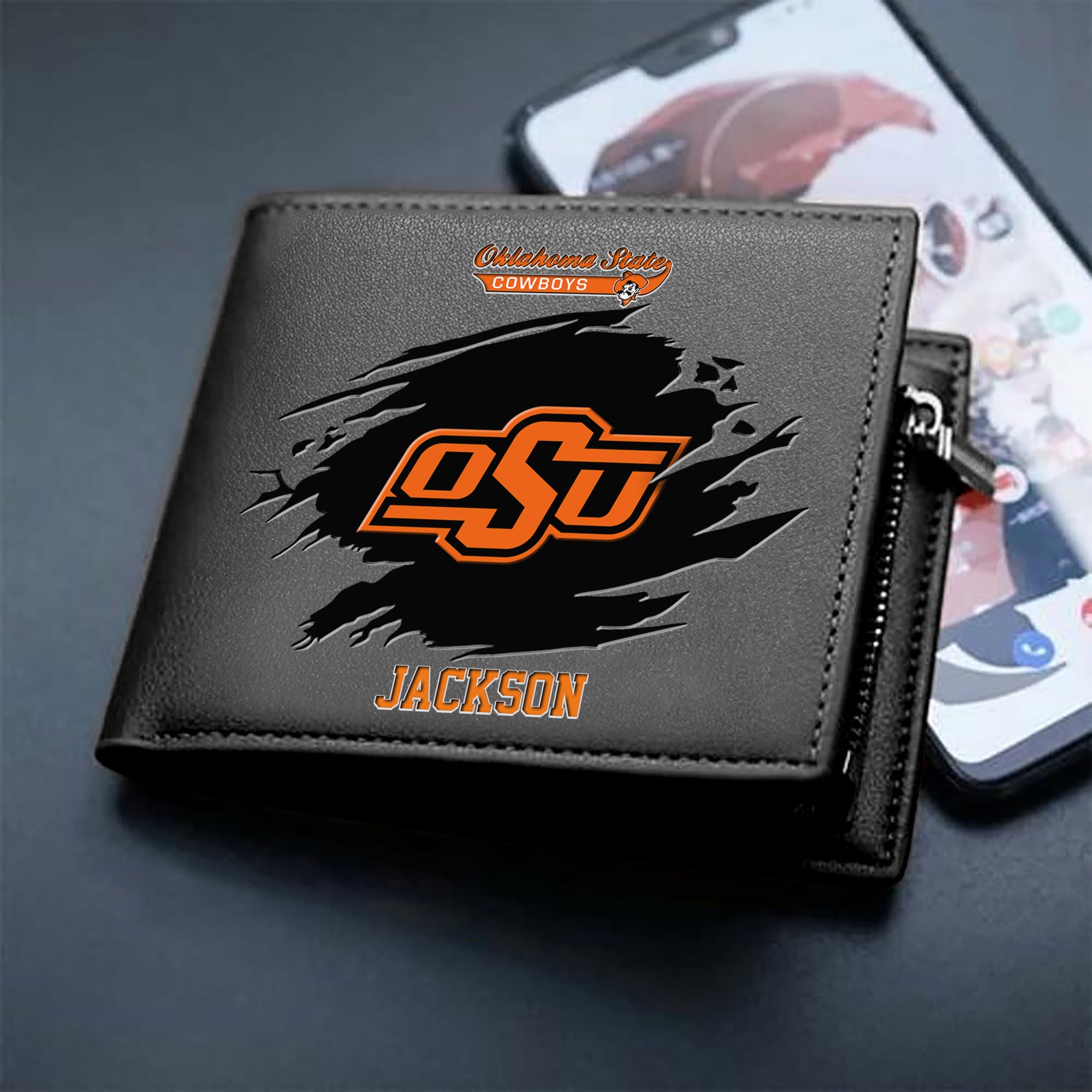Oklahoma State Cowboys Men Wallet 2024 Version Personalized Your Name, Sport Wallet For Fans, Gifts For Him ETHY-61597