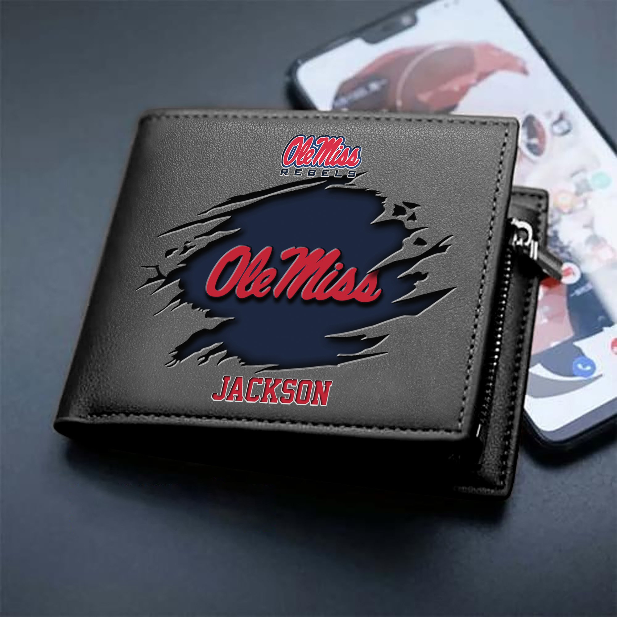 Ole Miss Rebels Men Wallet 2024 Version Personalized Your Name, Sport Wallet For Fans, Gifts For Him ETHY-61597
