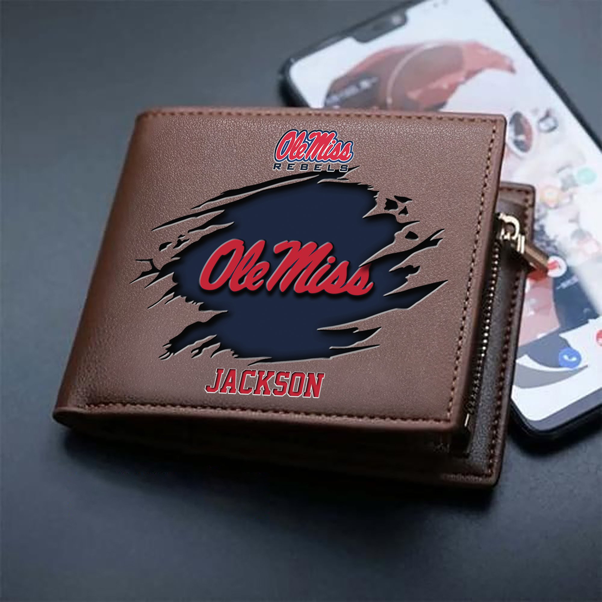 Alternative view of Ole Miss Rebels Men Wallet 2024 Version Personalized Your Name, Sport Wallet For Fans, Gifts For Him ETHY-61597