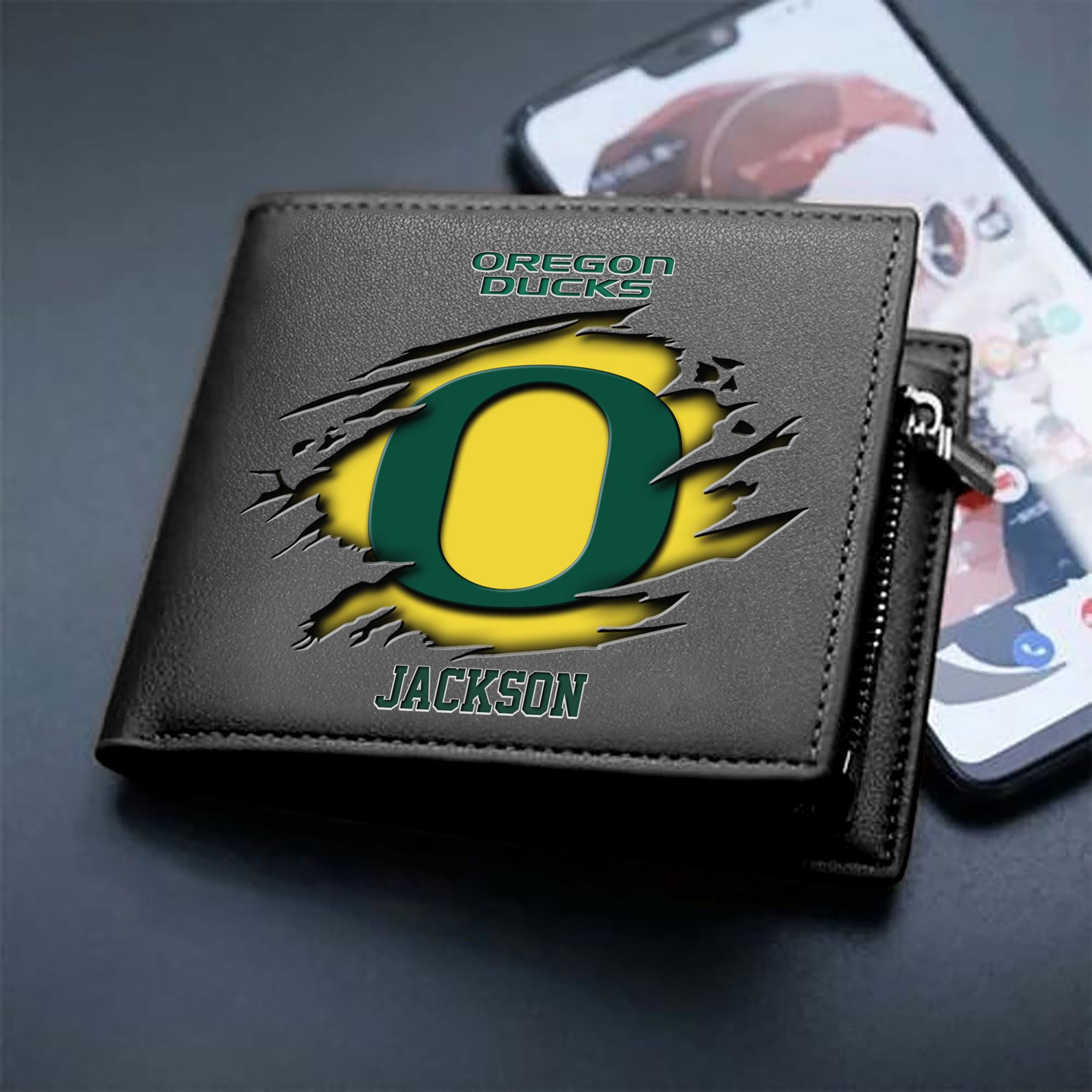 Oregon Ducks Men Wallet 2024 Version Personalized Your Name, Sport Wallet For Fans, Gifts For Him ETHY-61597