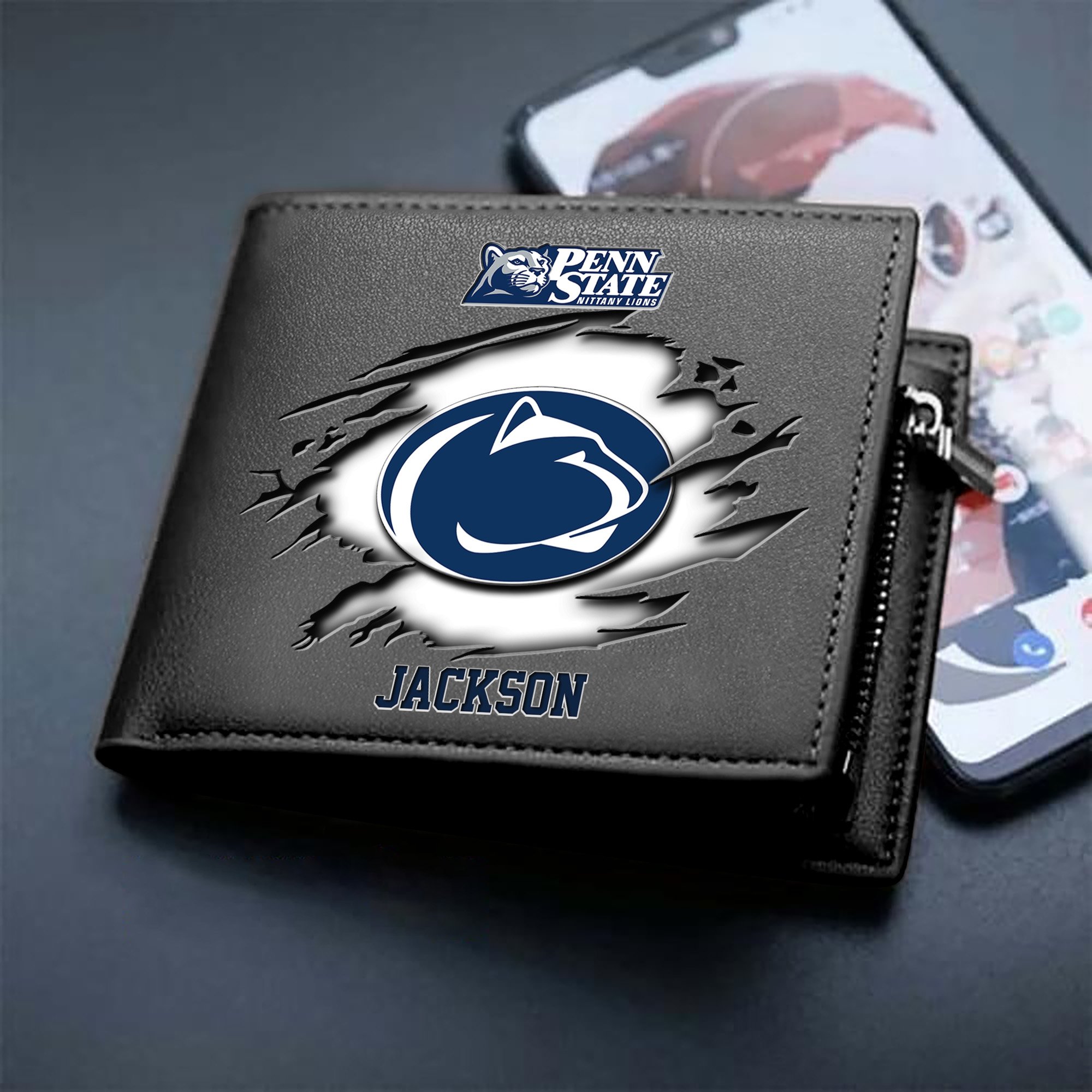 Penn State Nittany Lions Men Wallet 2024 Version Personalized Your Name, Sport Wallet For Fans, Gifts For Him ETHY-61597