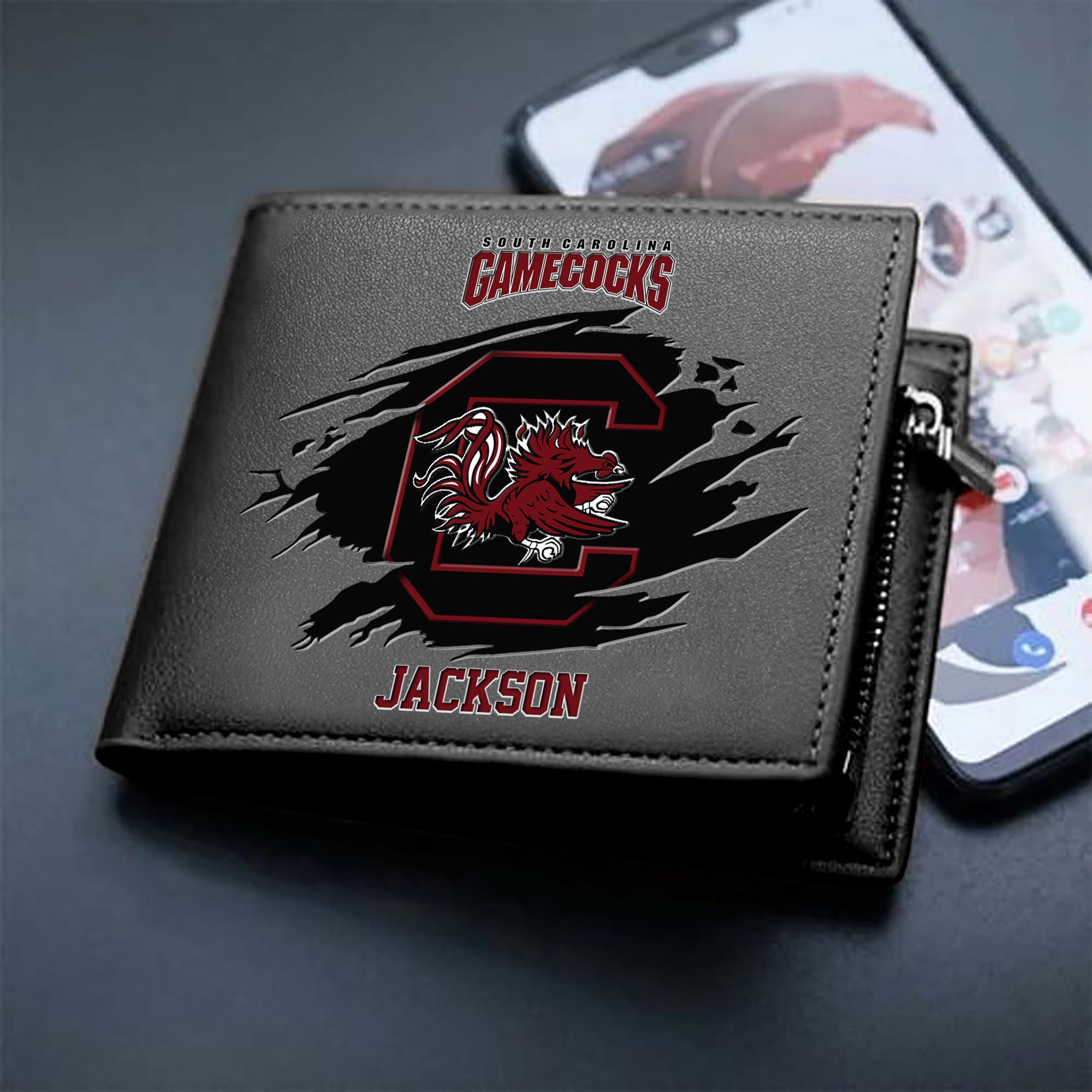 South Carolina Gamecocks Men Wallet 2024 Version Personalized Your Name, Sport Wallet For Fans, Gifts For Him ETHY-61597