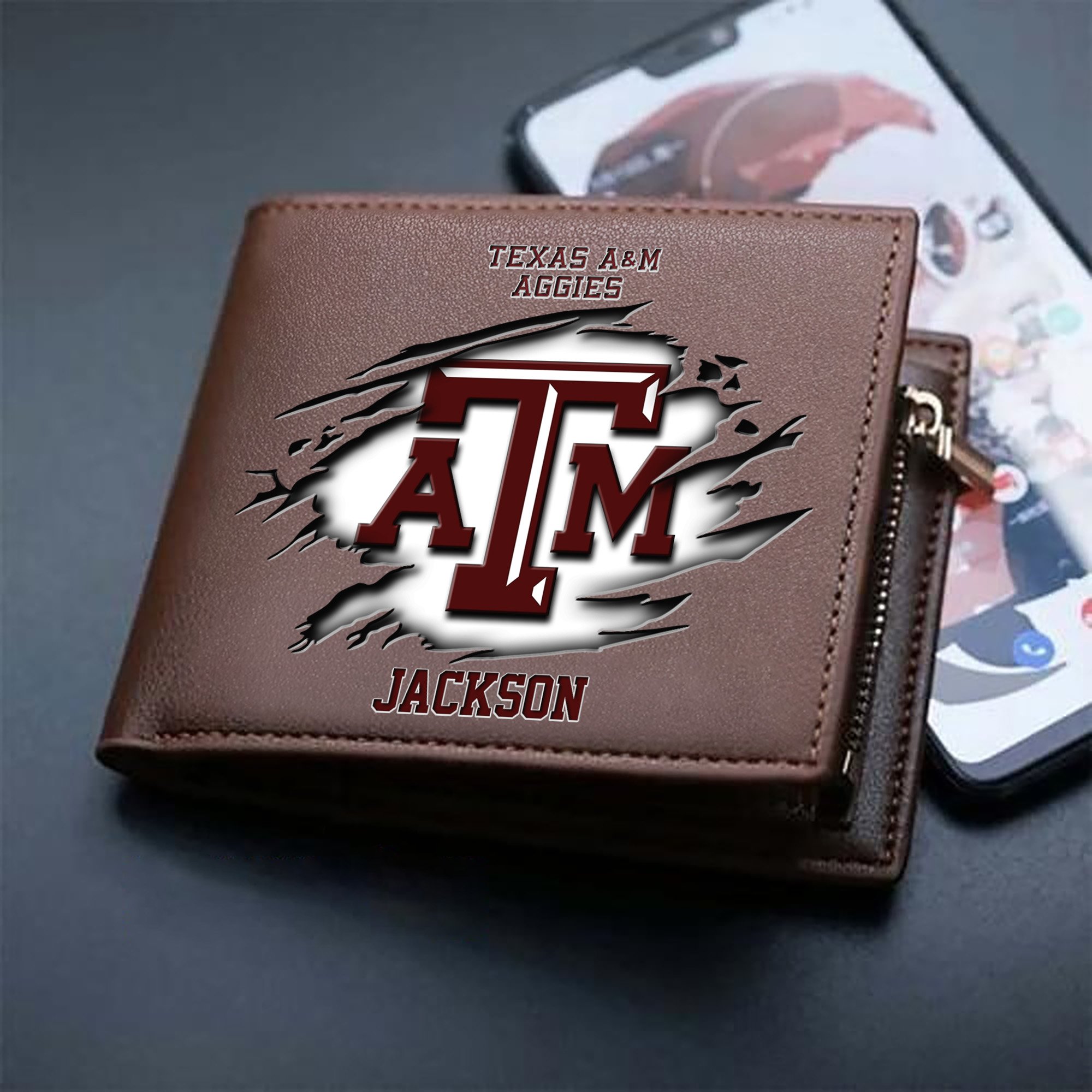 Alternative view of Texas A&M Aggies Men Wallet 2024 Version Personalized Your Name, Sport Wallet For Fans, Gifts For Him ETHY-61597