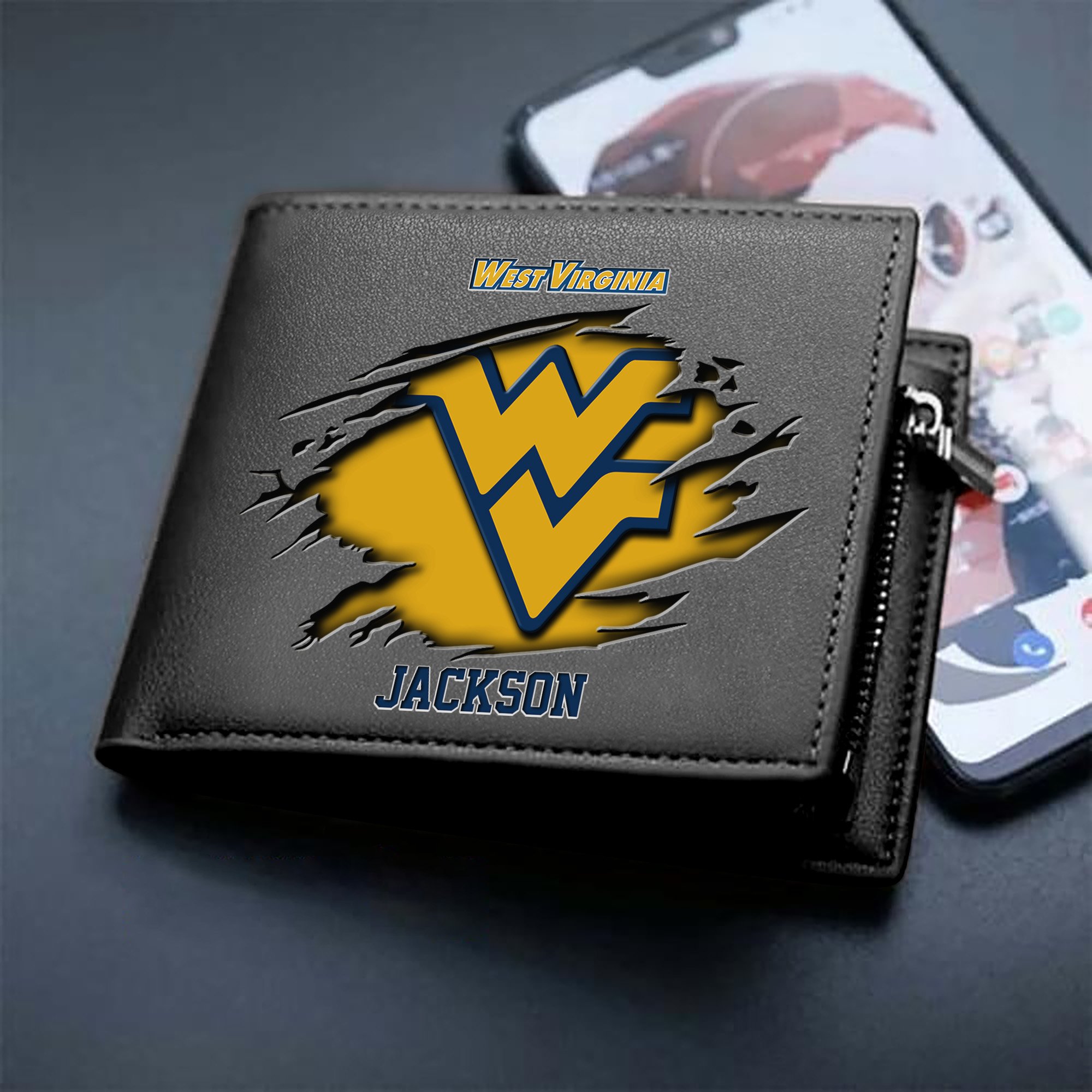 West Virginia Mountaineers Men Wallet 2024 Version Personalized Your Name, Sport Wallet For Fans, Gifts For Him ETHY-61597