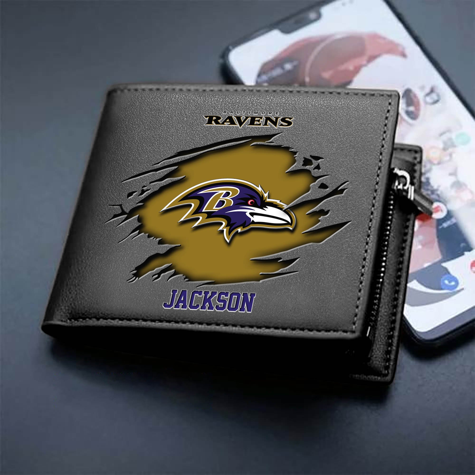 Baltimore Ravens Men Wallet 2024 Version Personalized Your Name, Sport Wallet For Fans, Gifts For Him ETHY-61597