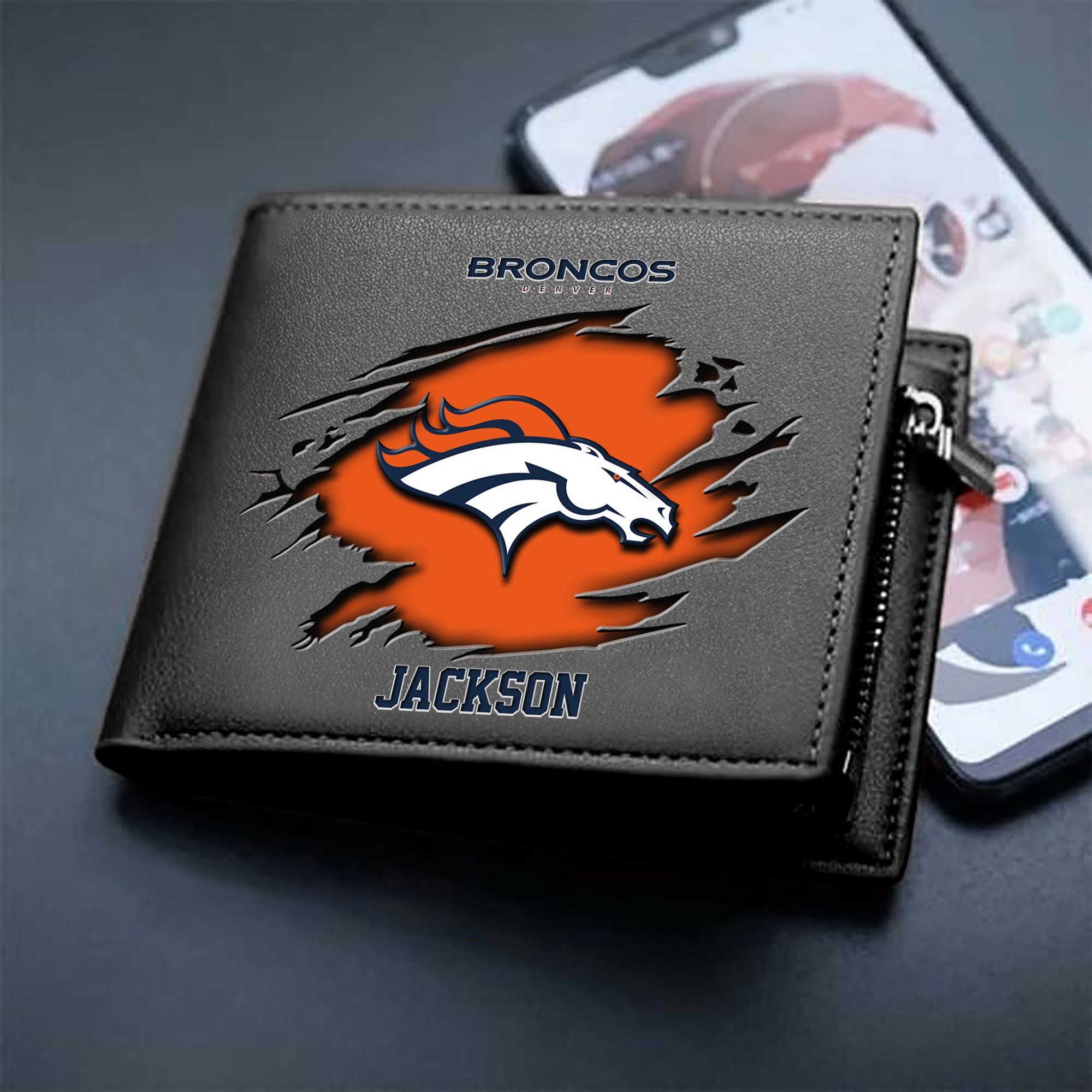 Denver Broncos Men Wallet 2024 Version Personalized Your Name, Sport Wallet For Fans, Gifts For Him ETHY-61597