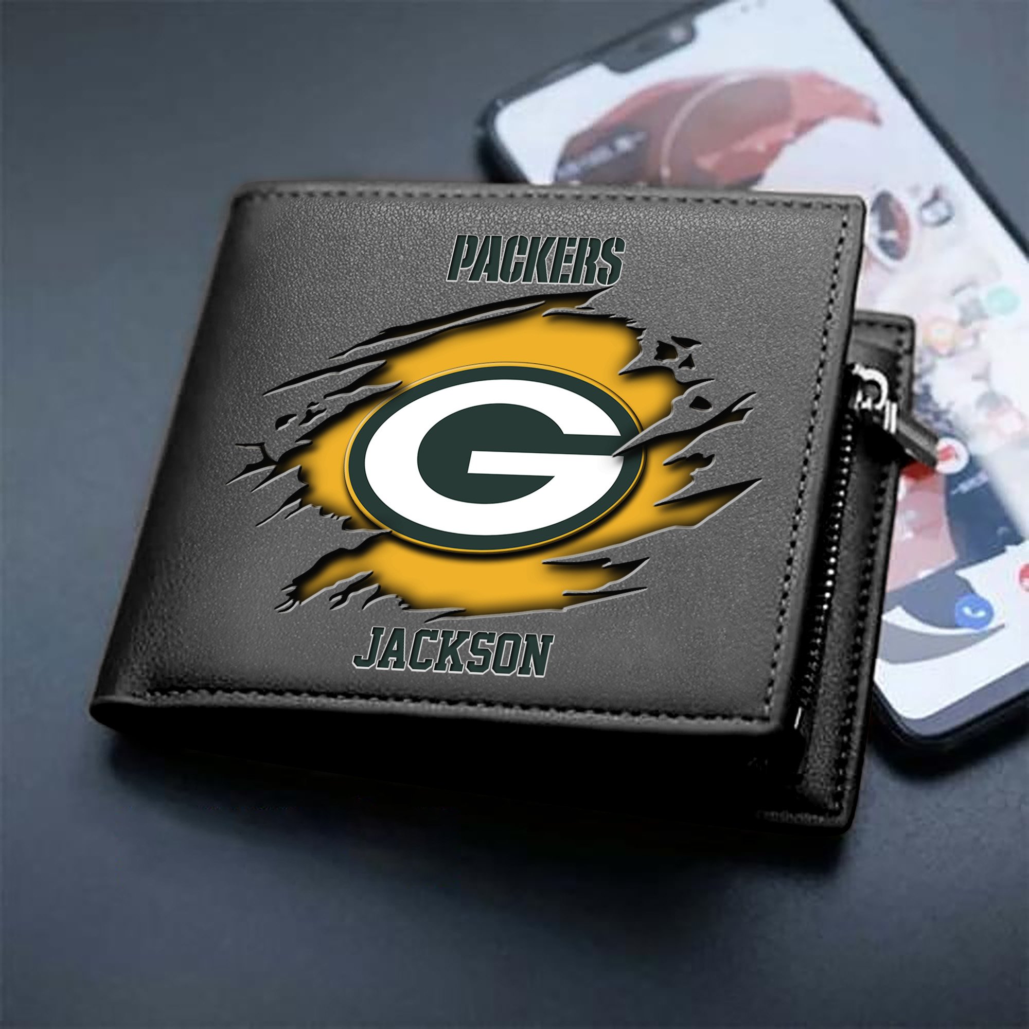 Green Bay Packers Men Wallet 2024 Version Personalized Your Name, Sport Wallet For Fans, Gifts For Him ETHY-61597
